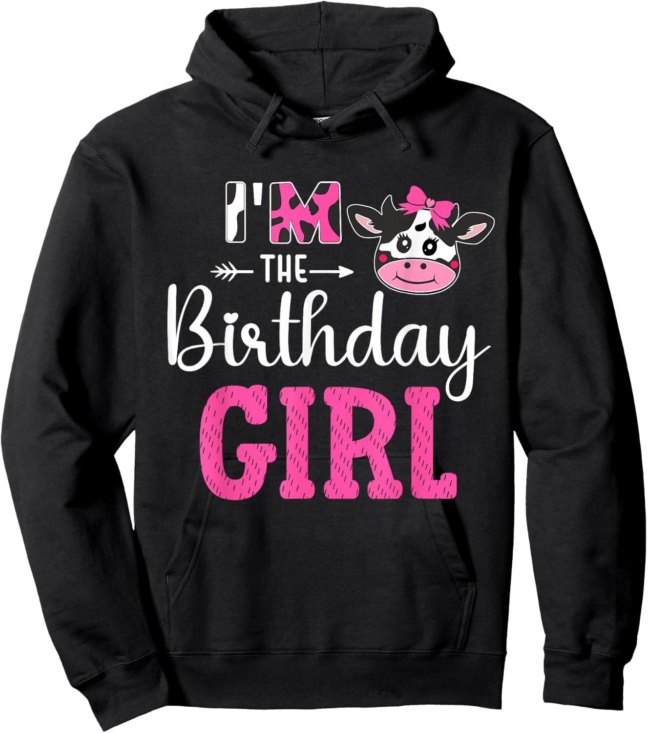I'm the Birthday Girl Farm Cow 1st Birthday Girl cow Hoodie - Hoodie | Black