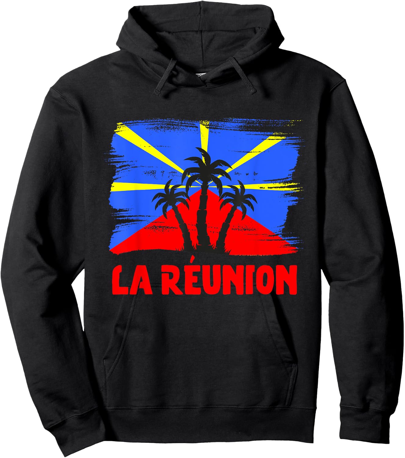 Reunion Island Flag Reunion Reunion Island Vintage , Black, S Hoodie - Hoodie | Black