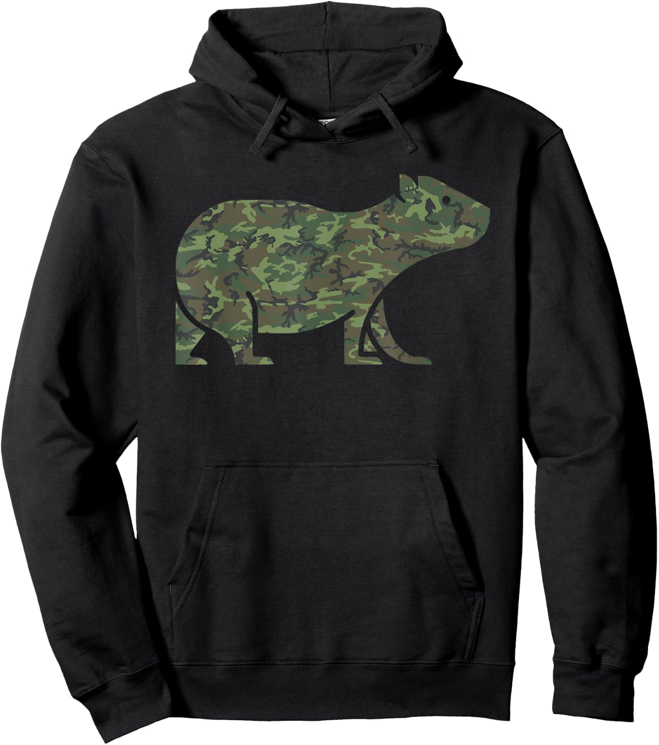 Military Capybara Camo Print US Mammal Veteran Men Gift Hoodie - Hoodie | Black