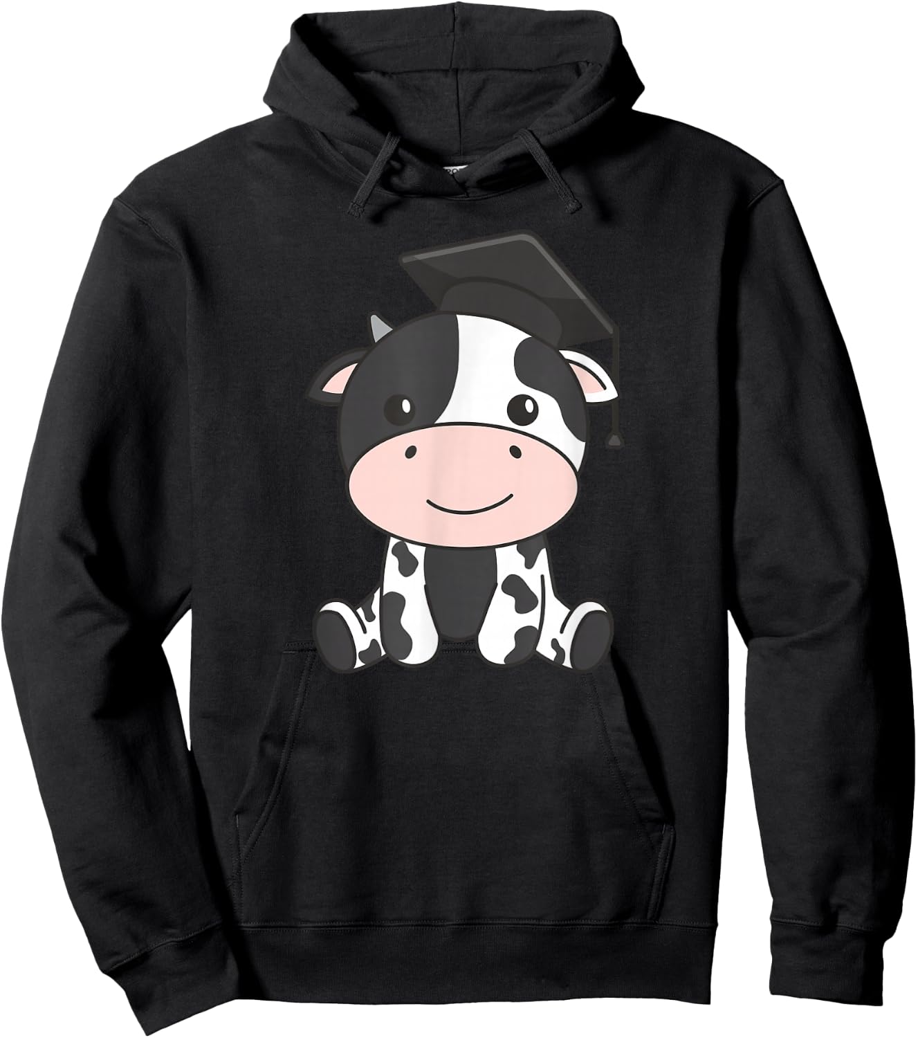 Kids School Nursery Cow Graduation Hoodie - Hoodie | Black