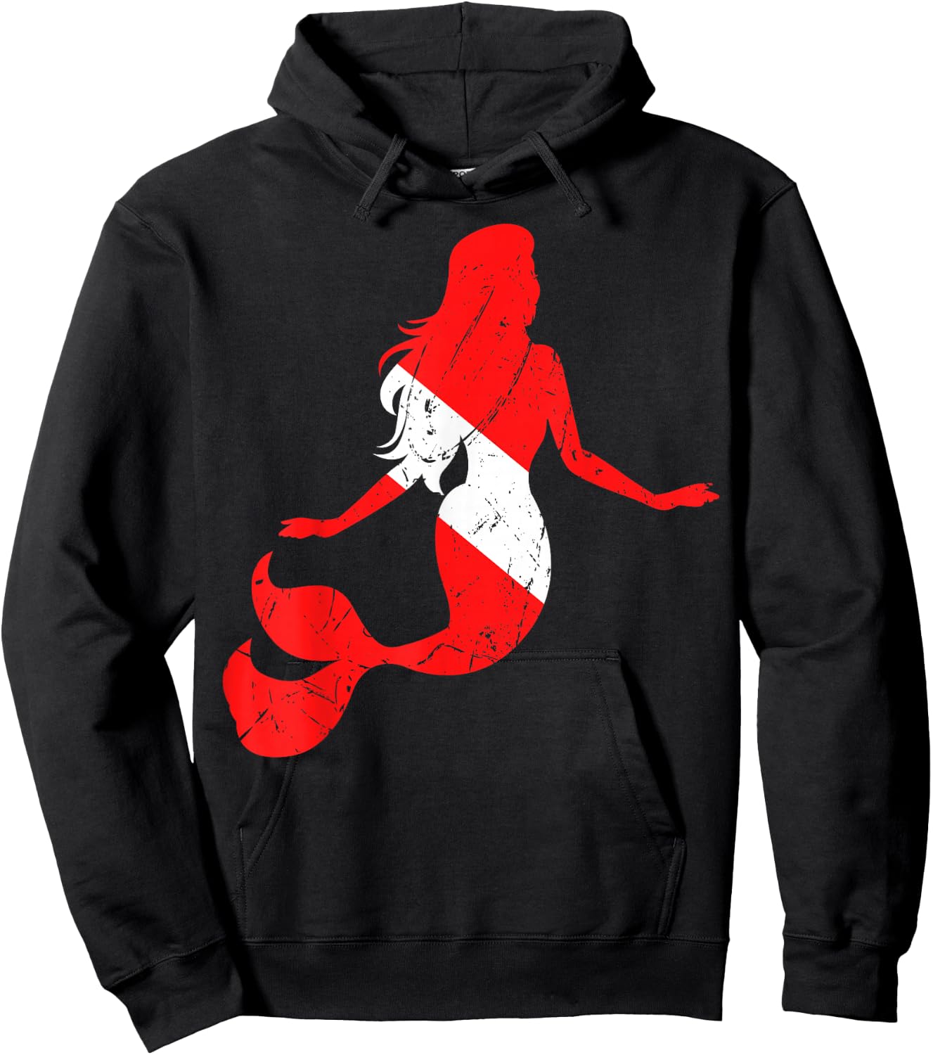 Mermaid Scuba Diving Diver Down Flag Underwater Dive Swim Hoodie - Hoodie | Black