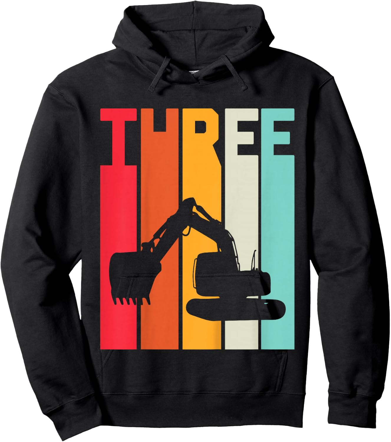 Kids 3rd Birthday Boy 3 Year Old Construction Truck Excavator Hoodie - Hoodie | Black