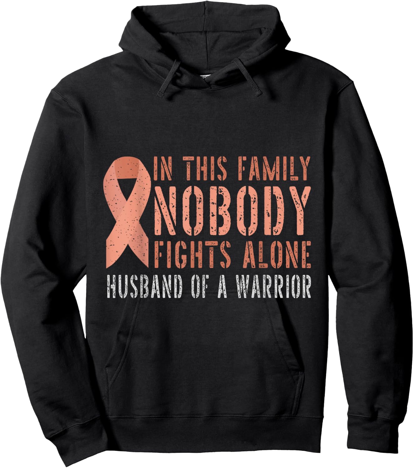 Husband of a Warrior Family Matching Uterine Cancer Hoodie - Hoodie | Black