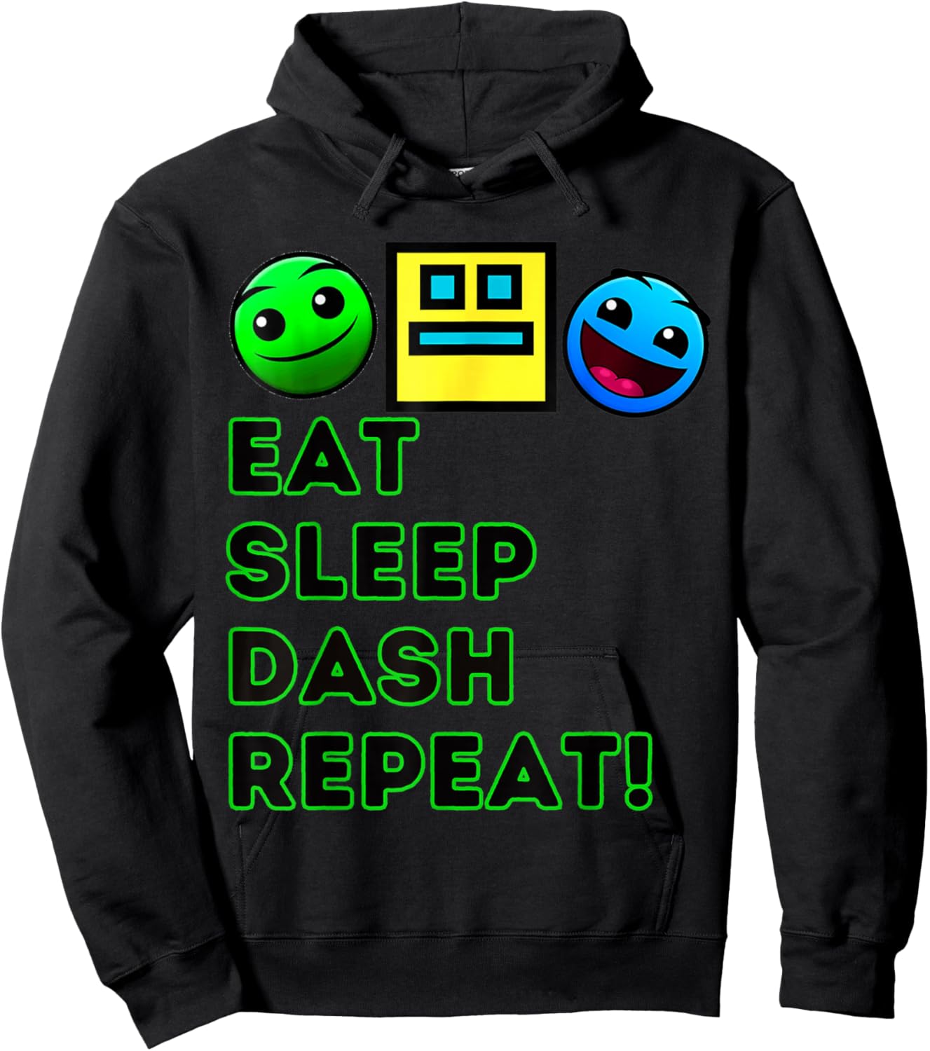 Eat Sleep Dash Repeat Video Game Geometry Video Gamer , black Hoodie - Hoodie | Black
