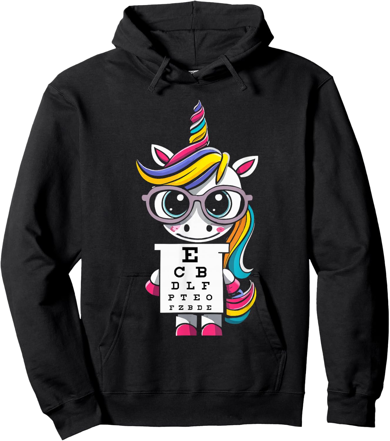 Funny Eye Test Unicorn Chart Eye Chart Ophthalmologist Hoodie - Hoodie | Black