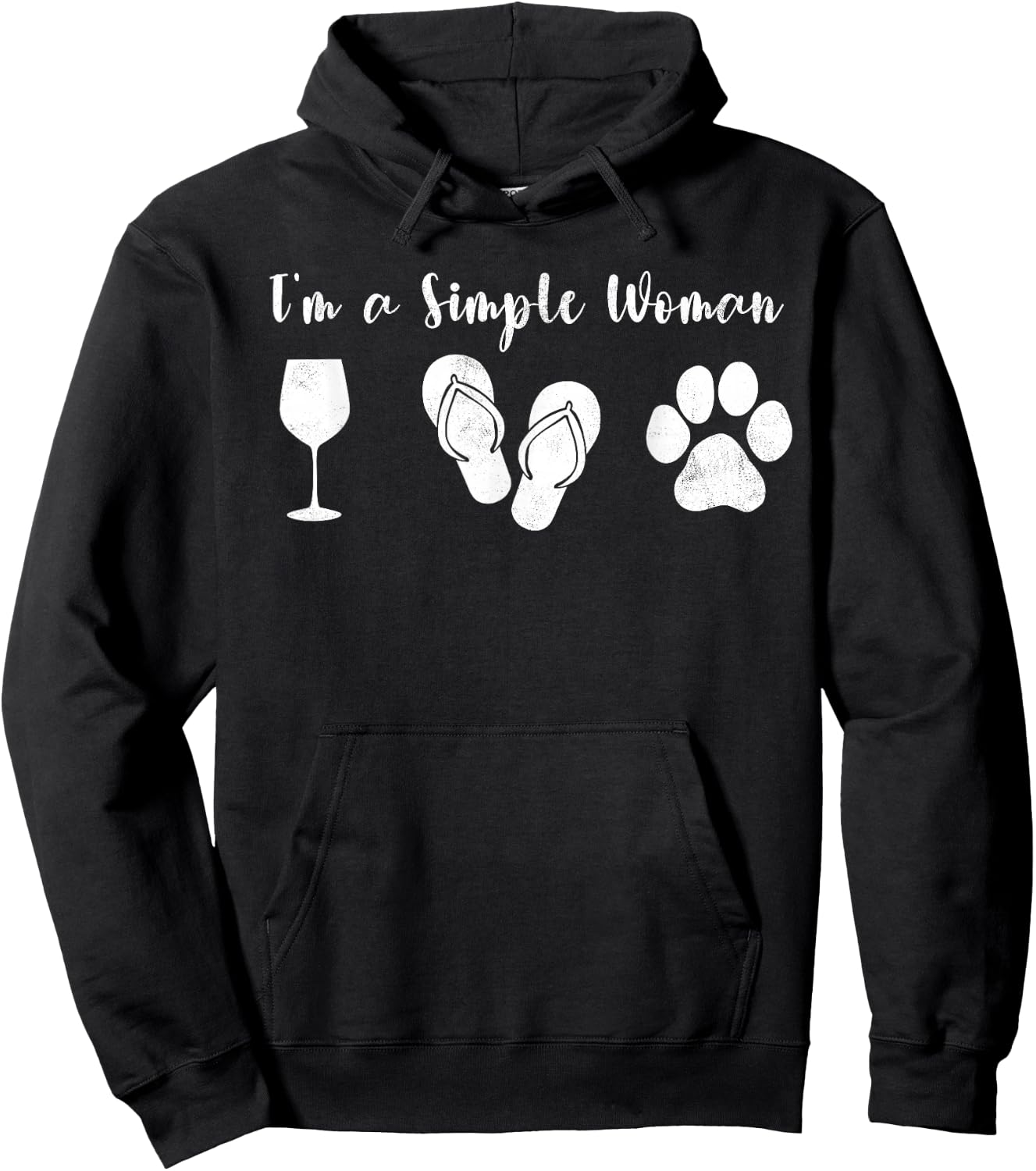 I'm Simple Woman Dogs & Wine Sun Lover Funny Dog Joke Hoodie - Hoodie | Black