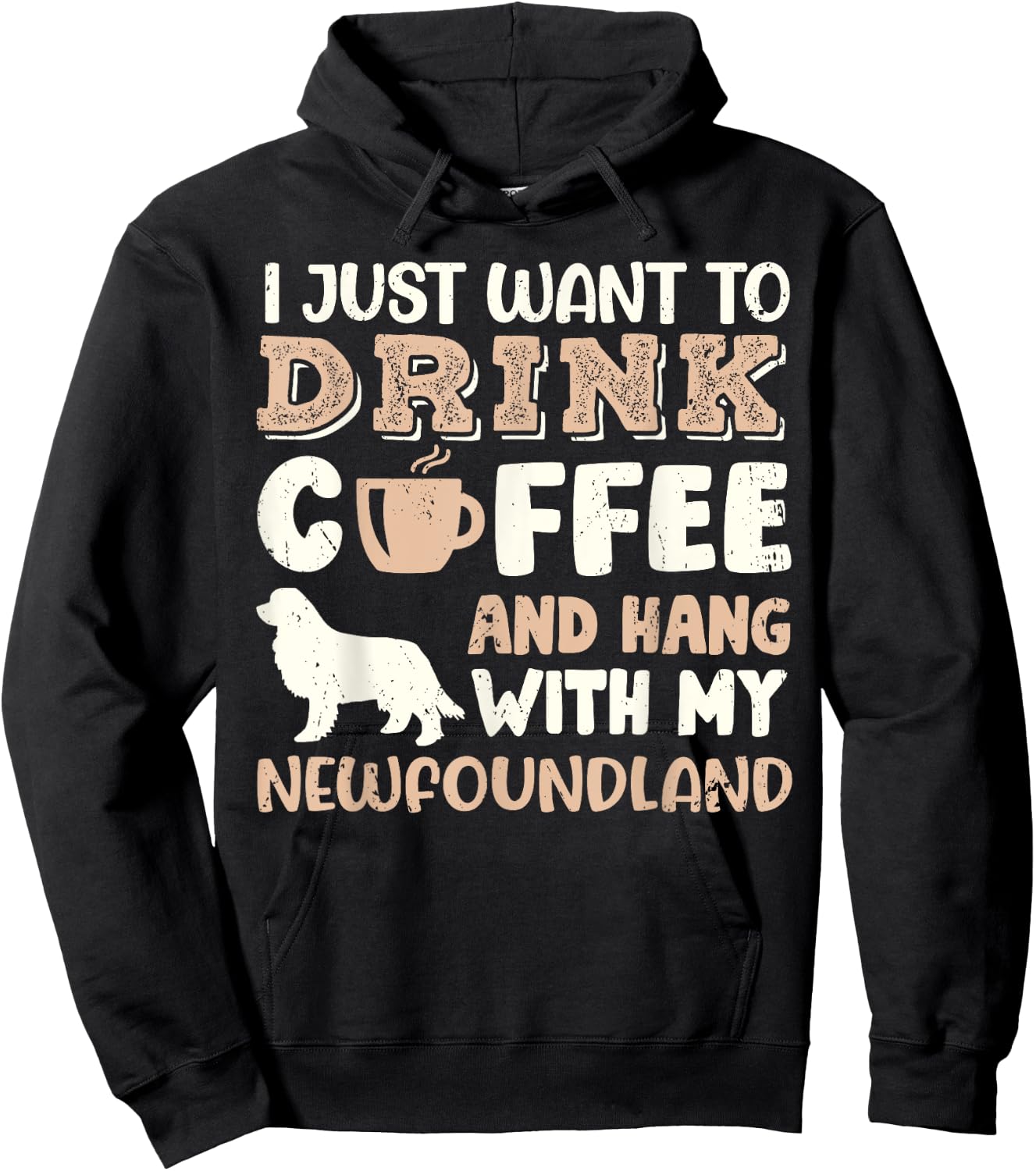 Funny Newfoundland Drink Coffee Hand With Dog Mom Gift Men Women Girls Kids Hoodie - Hoodie | Black