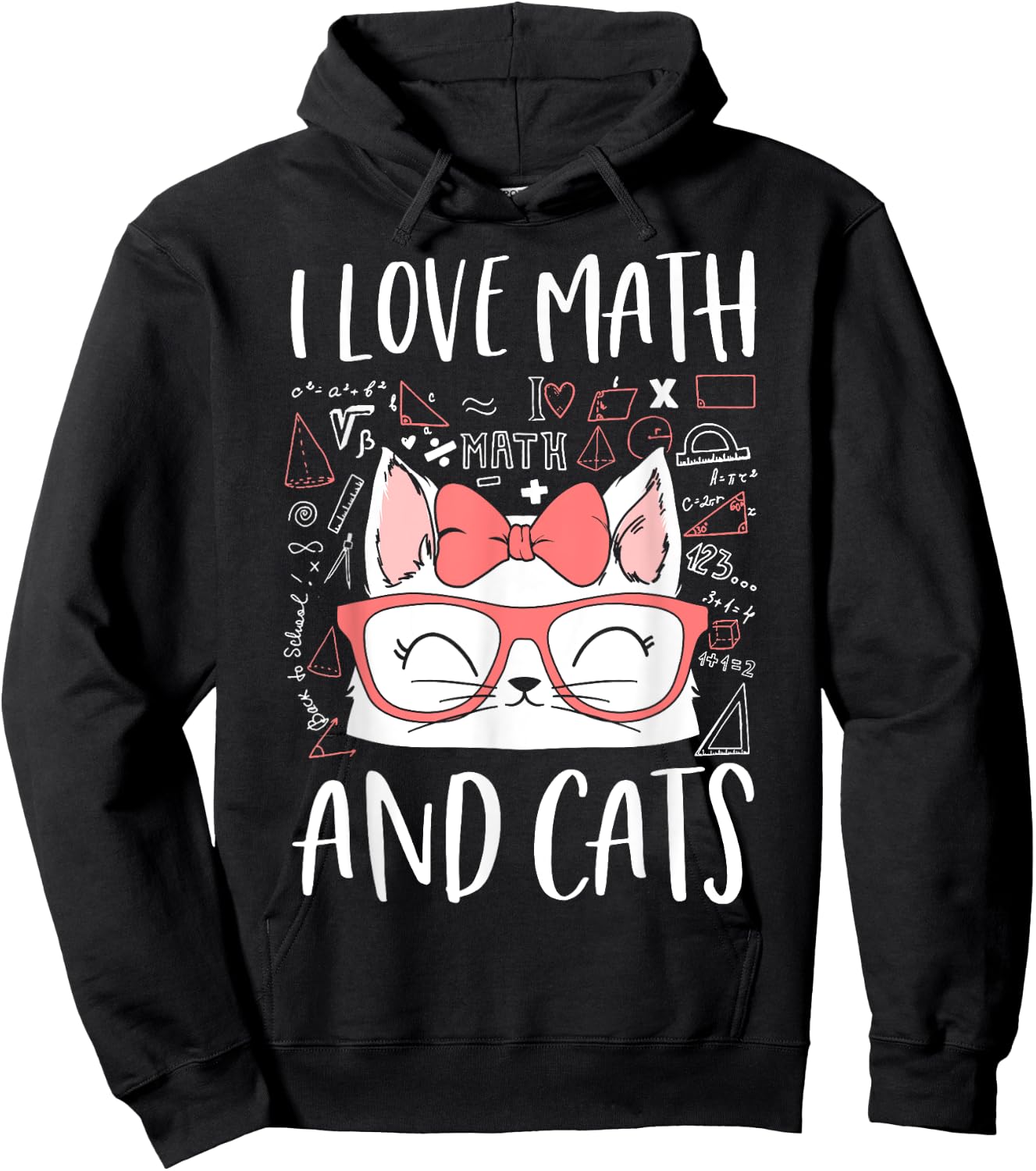 I Love Math And Cats Cute Kitty Cat Feline Lover Gift Hoodie - Hoodie | Black