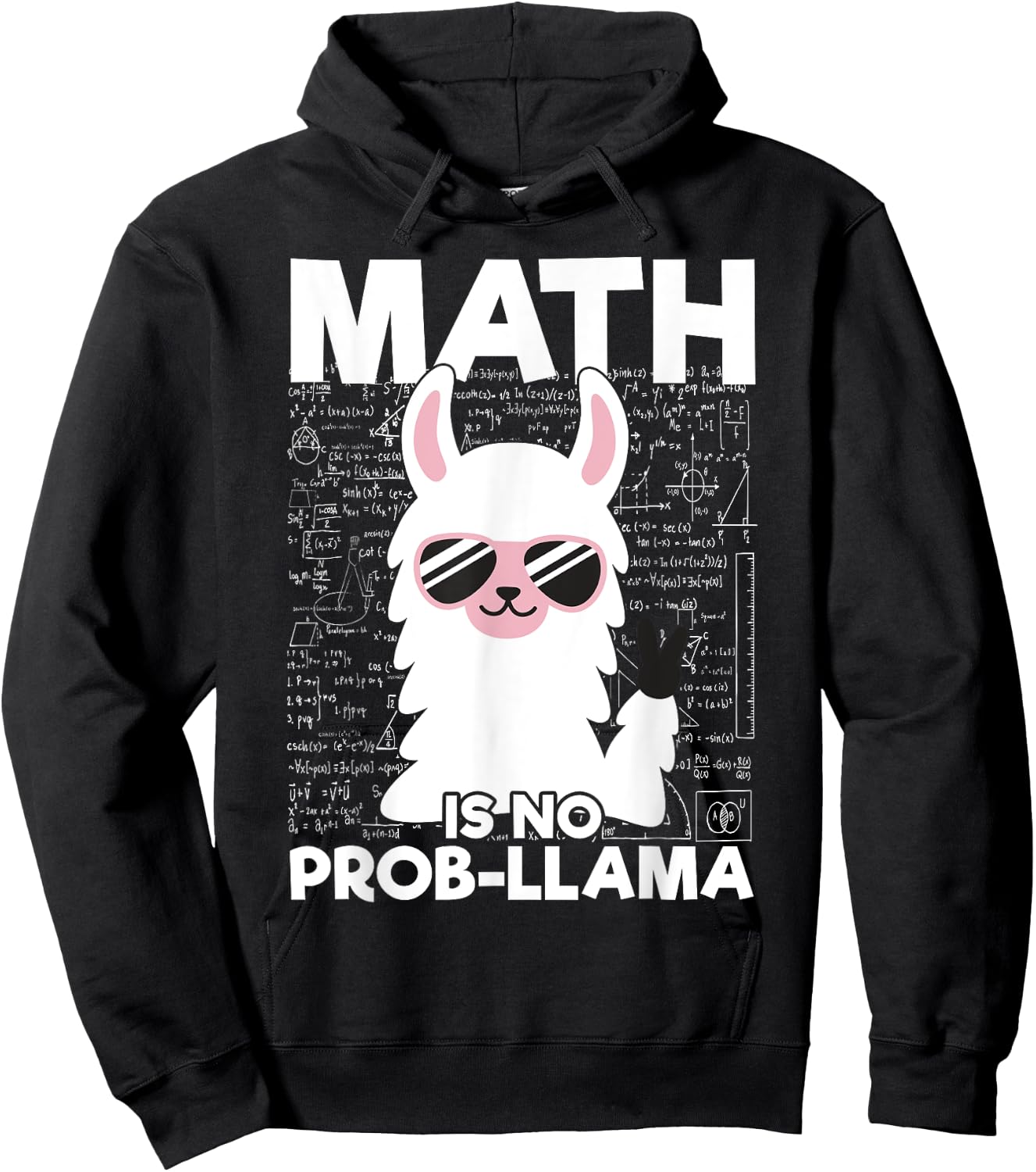 Math Is No Prob-Llama Math Teacher Llama Lover Gifts Men Women Girls Kids Hoodie - Hoodie | Black