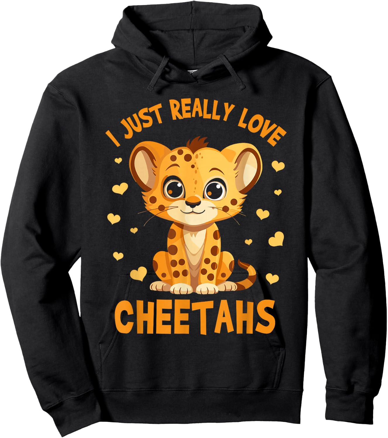 Kids Leopard Cheetah I Just Really Love Cheetahs Hoodie - Hoodie | Black