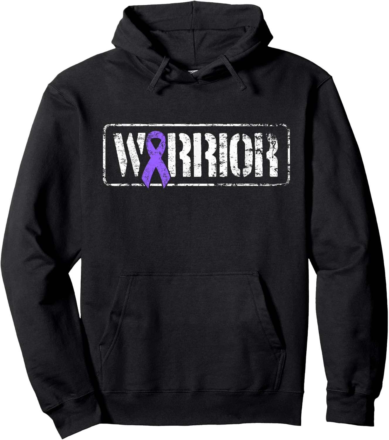 Hodgkins Lymphoma Warrior - Purple Military Style Ribbon Hoodie - Hoodie | Black