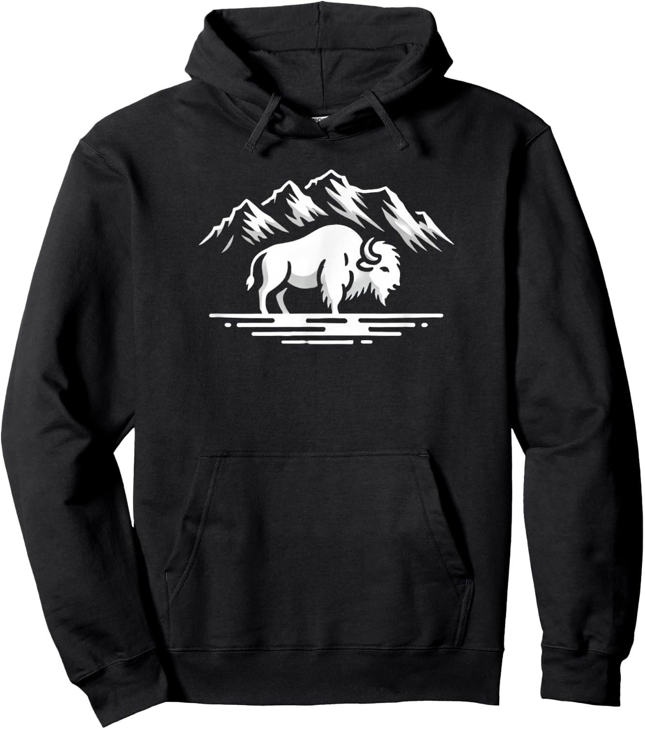 White Buffalo Mountain Silhouette Hoodie - Hoodie | Black