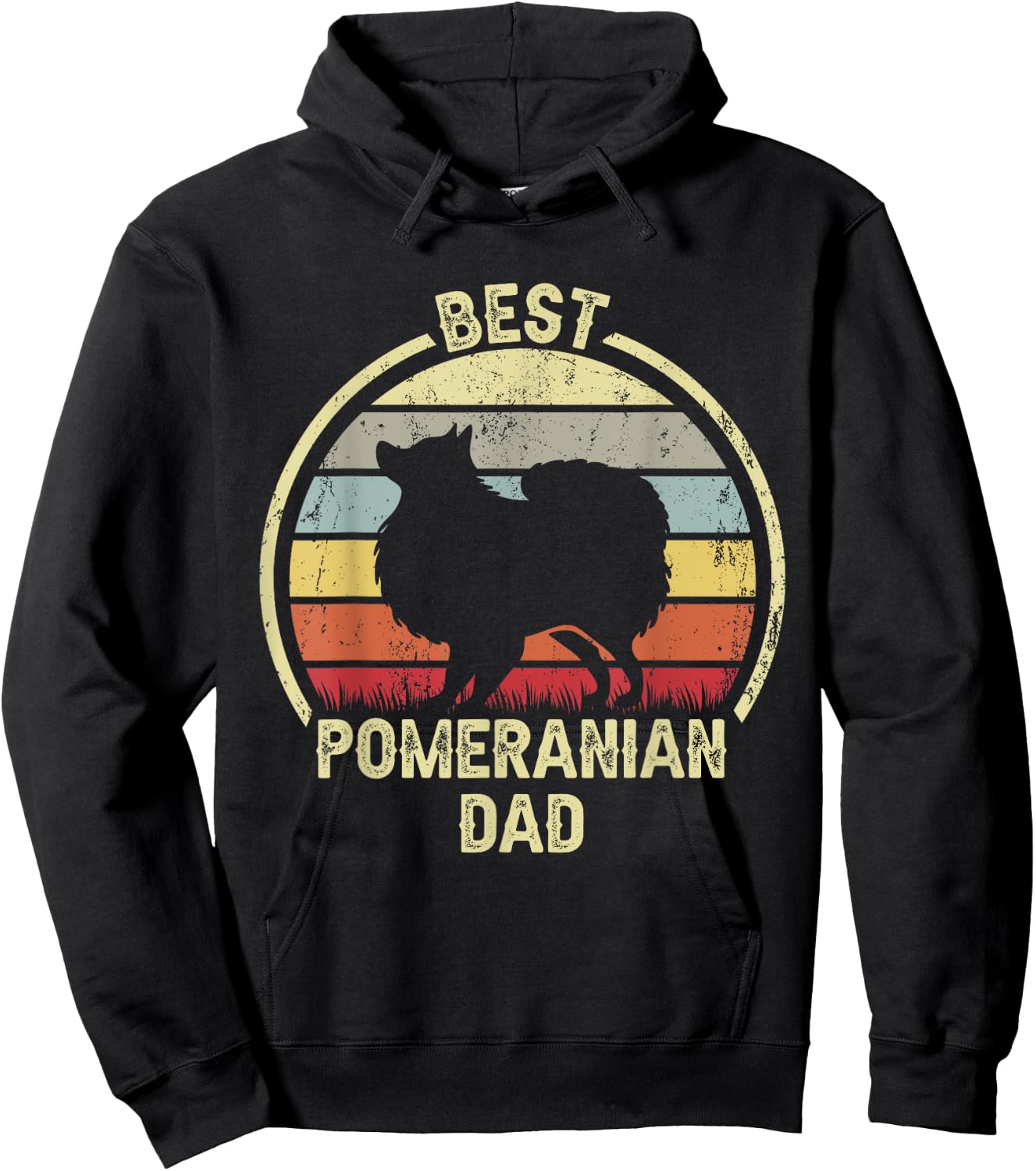Best Dog Father Dad - Vintage Pom Pomeranian Women Hoodie - Hoodie | Black