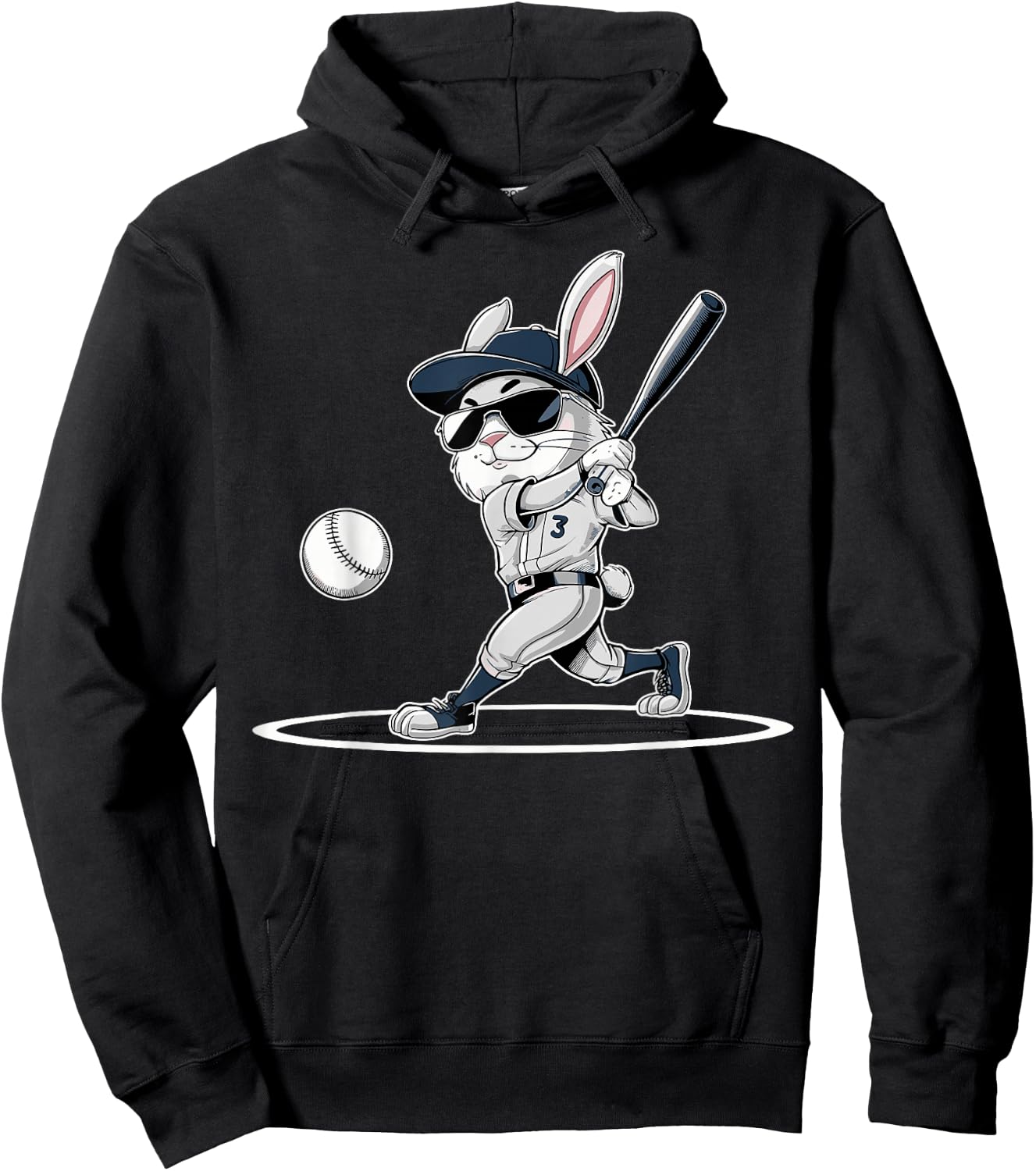 Happy Easter Bunny Playing Baseball Easter Sport Boys Player Hoodie - Hoodie | Black