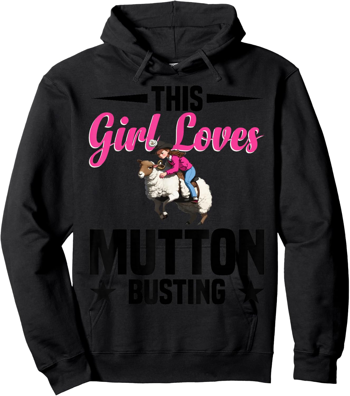 Mutton Busting Vest Rodeo for Girls Mutton Buster Hoodie - Hoodie | Black
