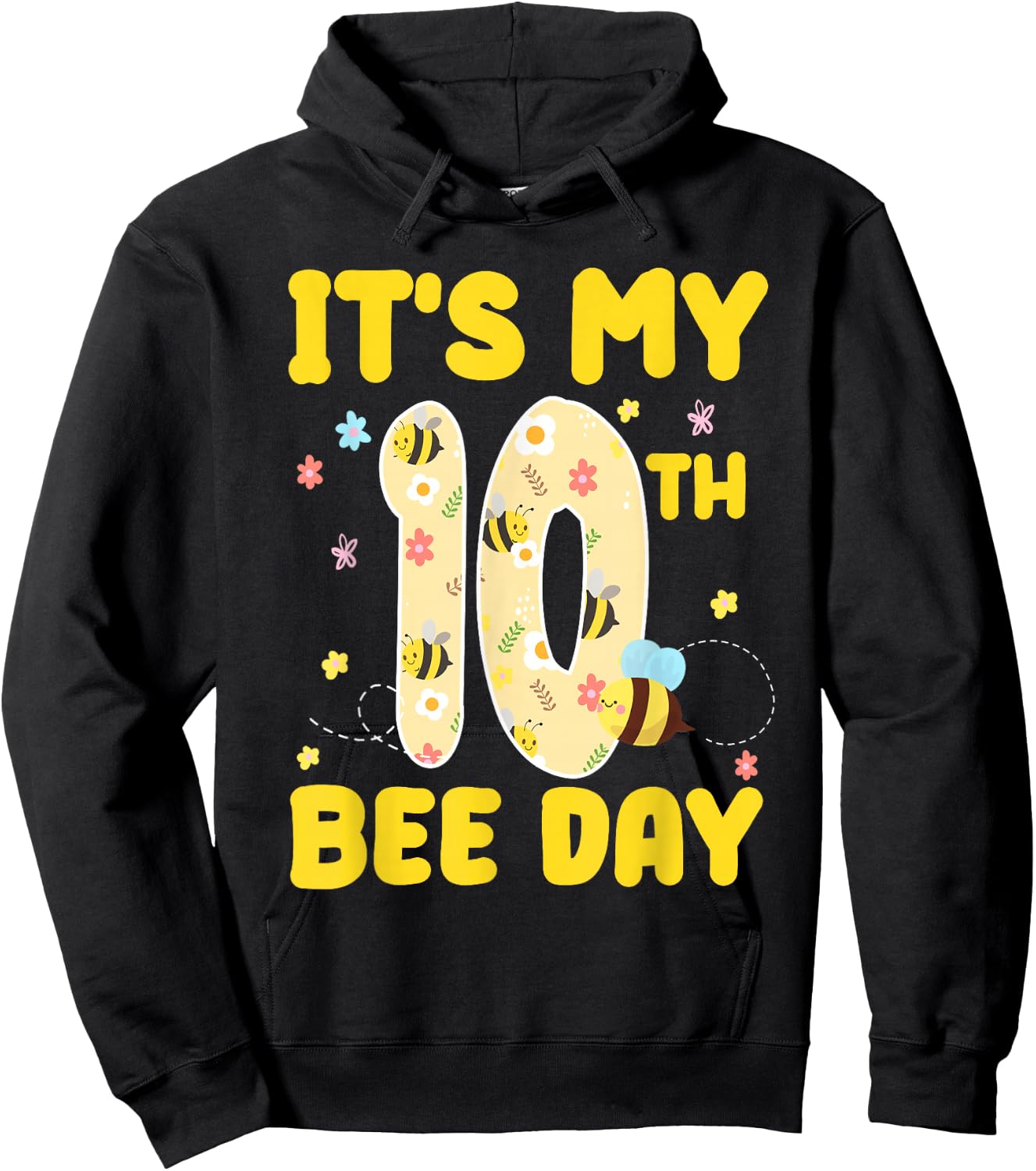 Kids It's My 10th Bee Day 10 Years Old Birthday Bee Party Hoodie - Hoodie | Black