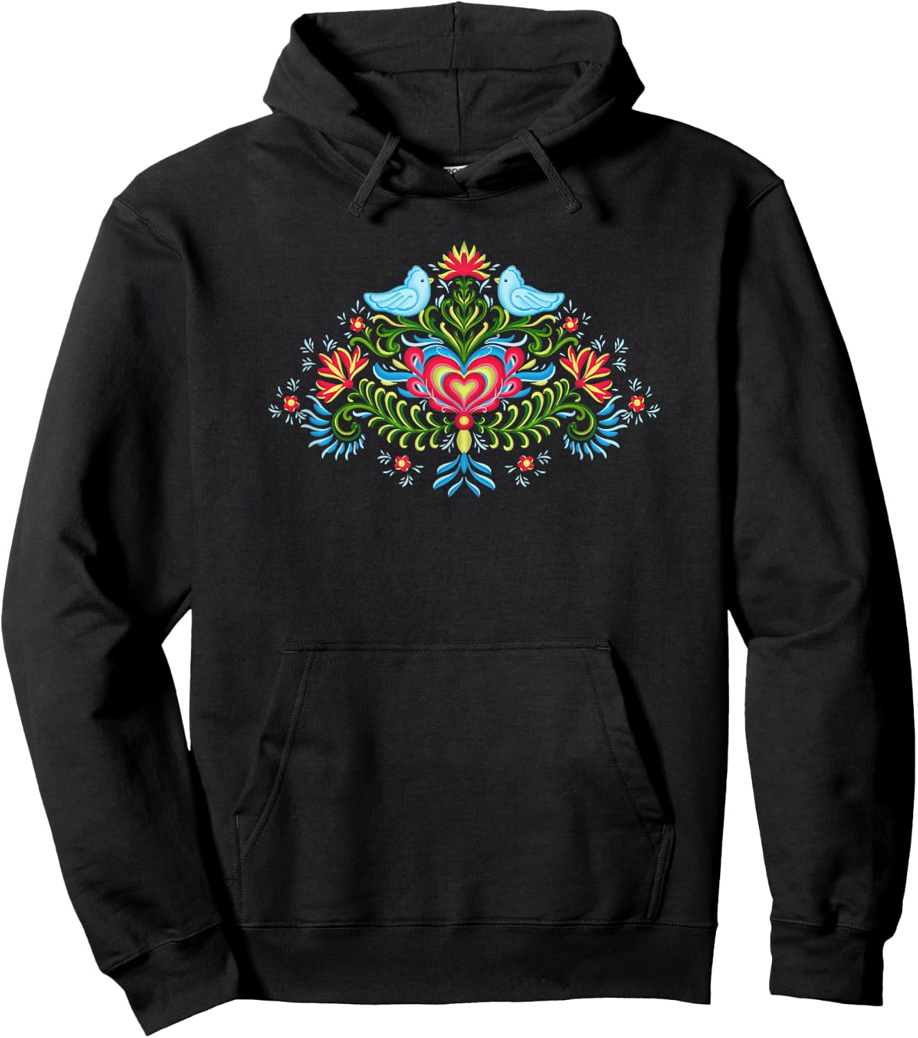 Scandinavian Norwegian Rosemaling Norway Women Hoodie - Hoodie | Black