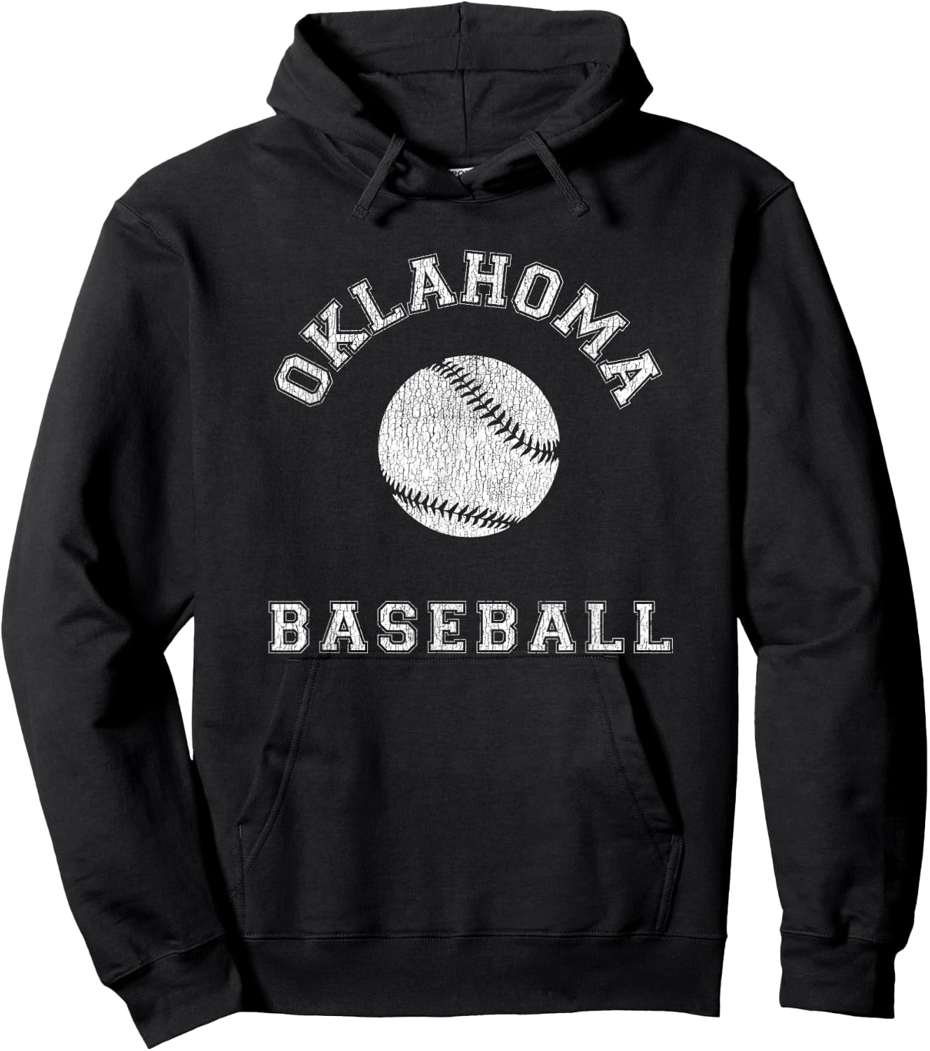 Oklahoma Baseball Distressed Retro Classic Hoodie - Hoodie | Black