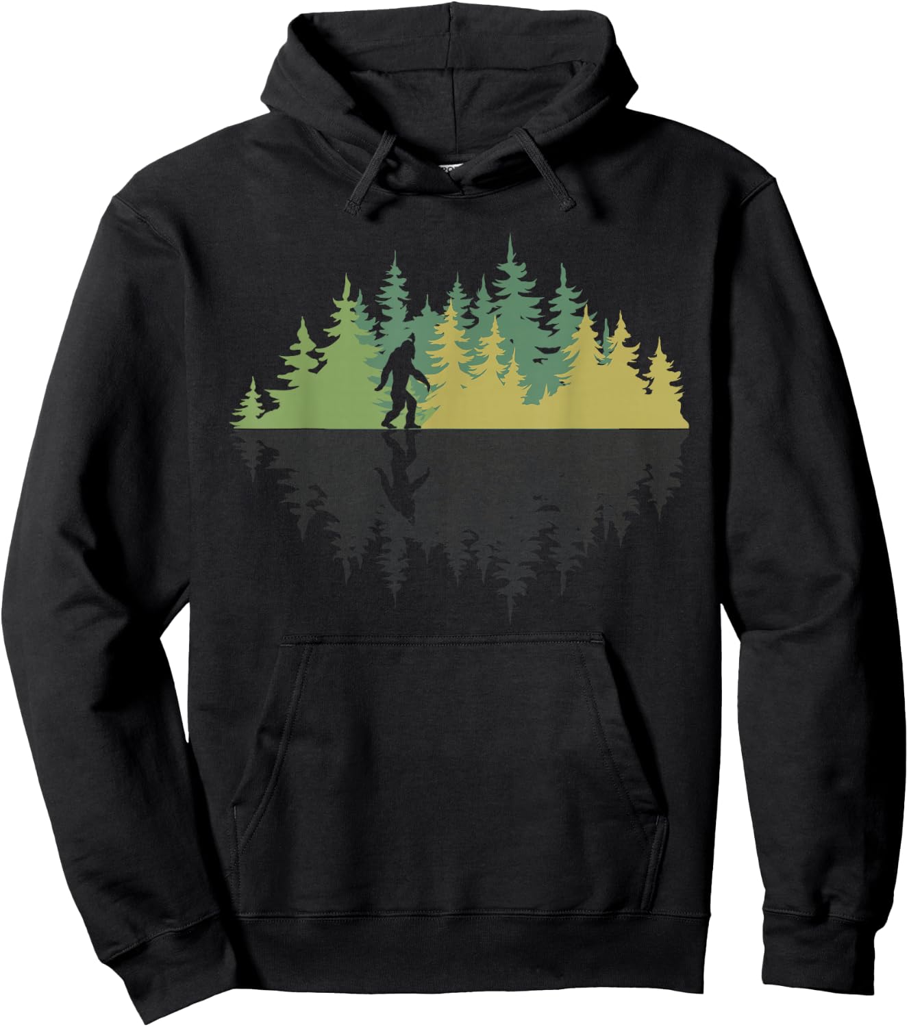 Reflection Forest Trees Sasquatch Conspiracy Yeti Bigfoot Hoodie - Hoodie | Black