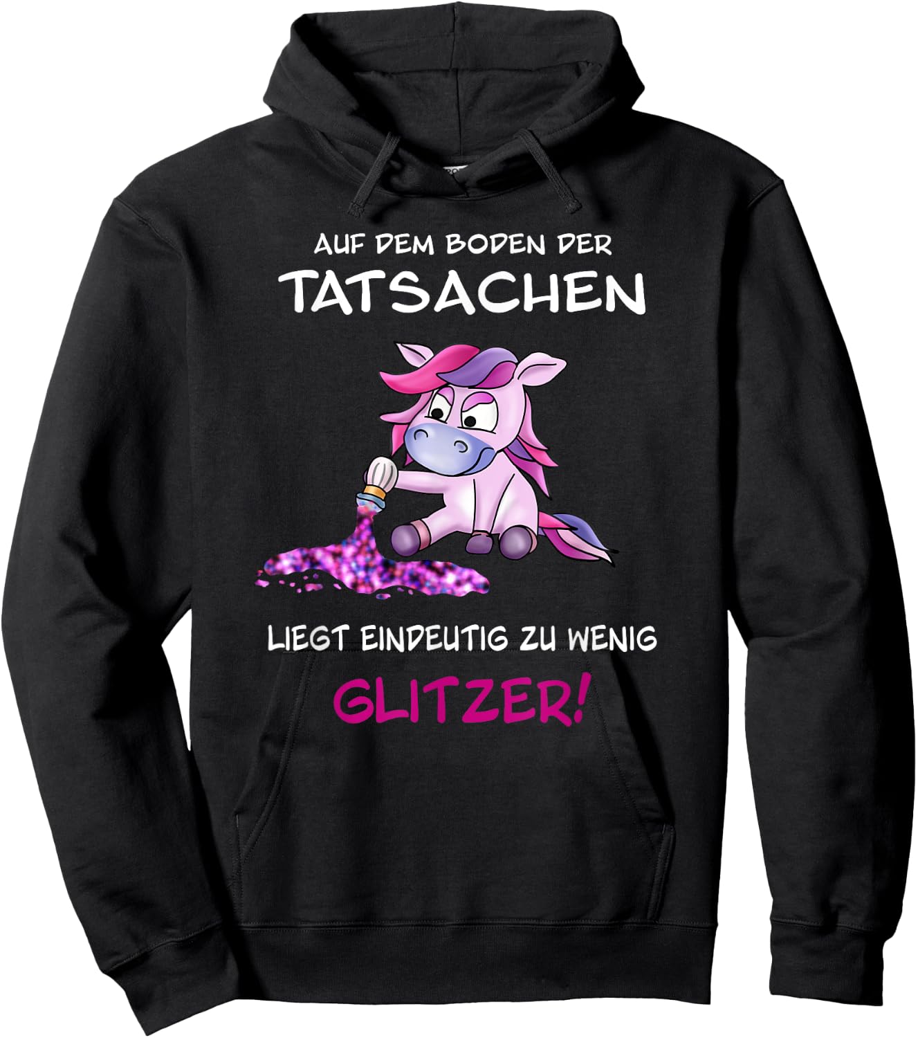Cute unicorn sprinkles glitter with funny saying , black, s Hoodie - Hoodie | Black