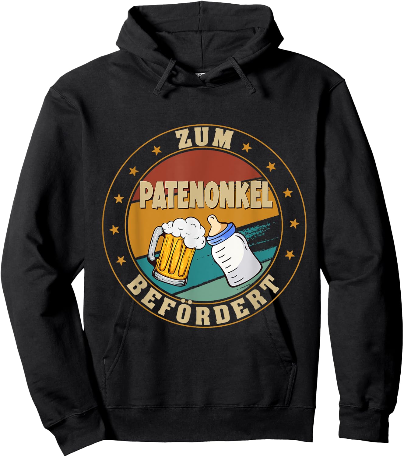 Men's with German Text "Zum Patenonkel beförder" [German Language], black, s Hoodie - Hoodie | Black