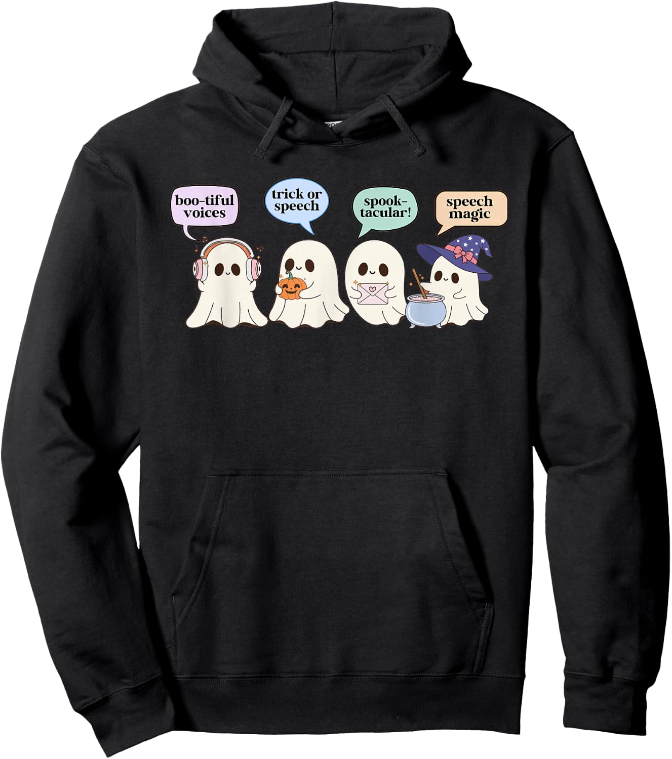Halloween Speech Therapy SLP Ghost Speech Language Pathology Hoodie - Hoodie | Black
