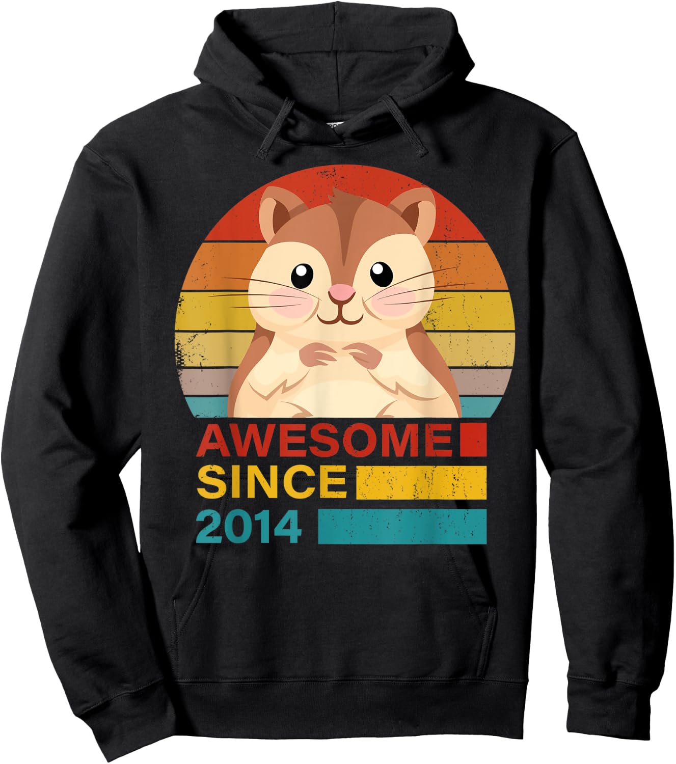 Hamster 2014 Birthday Funny Vintage Hamster Retro Sunset Dad Hoodie - Hoodie | Black
