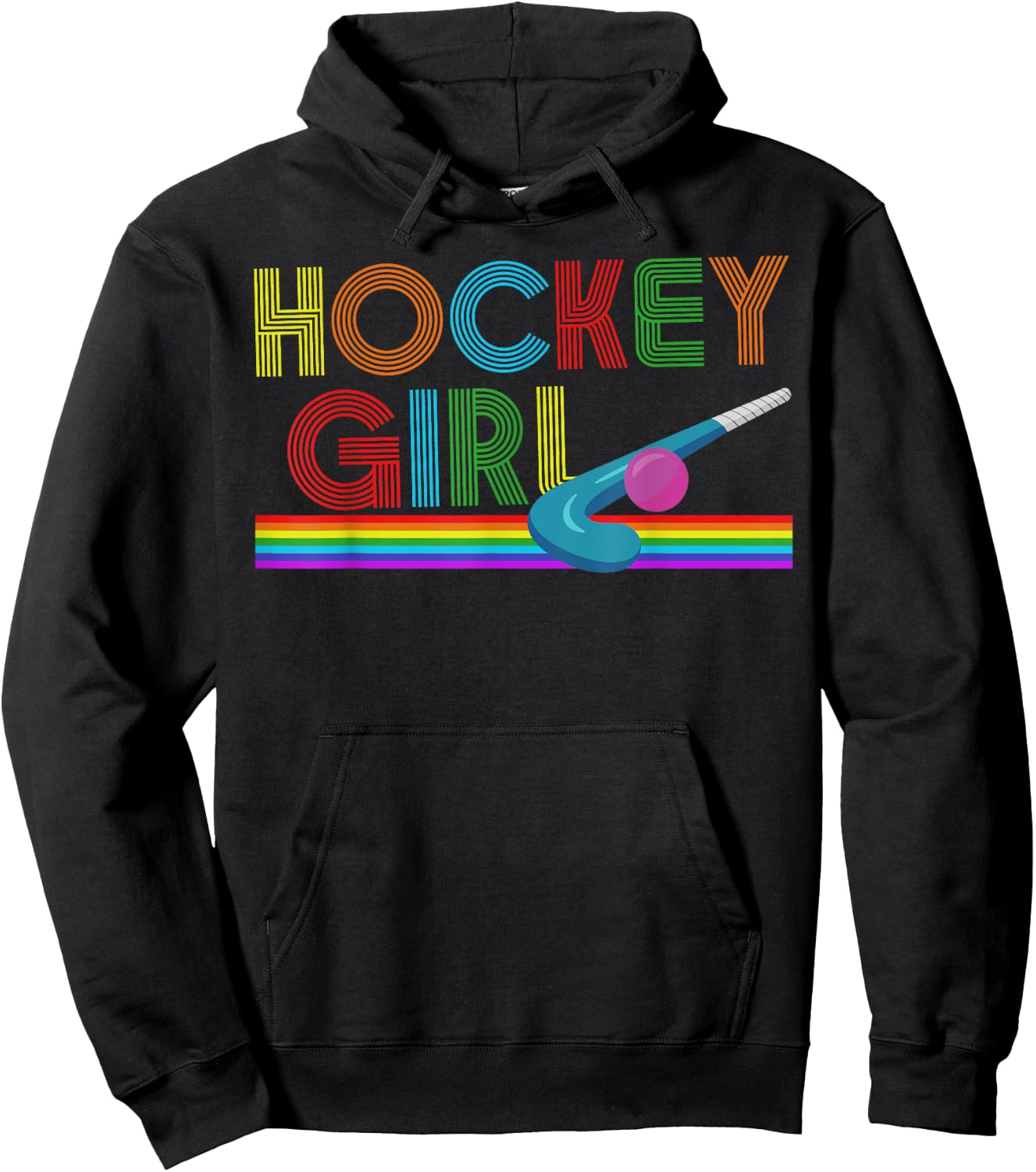 I Love Field Hockey Player HD0 Feldhockey Retro Hockey Girl , Damen, Mädchen, Kurzarm, , Schwarz, Multicolored, S Hoodie - Hoodie | Black