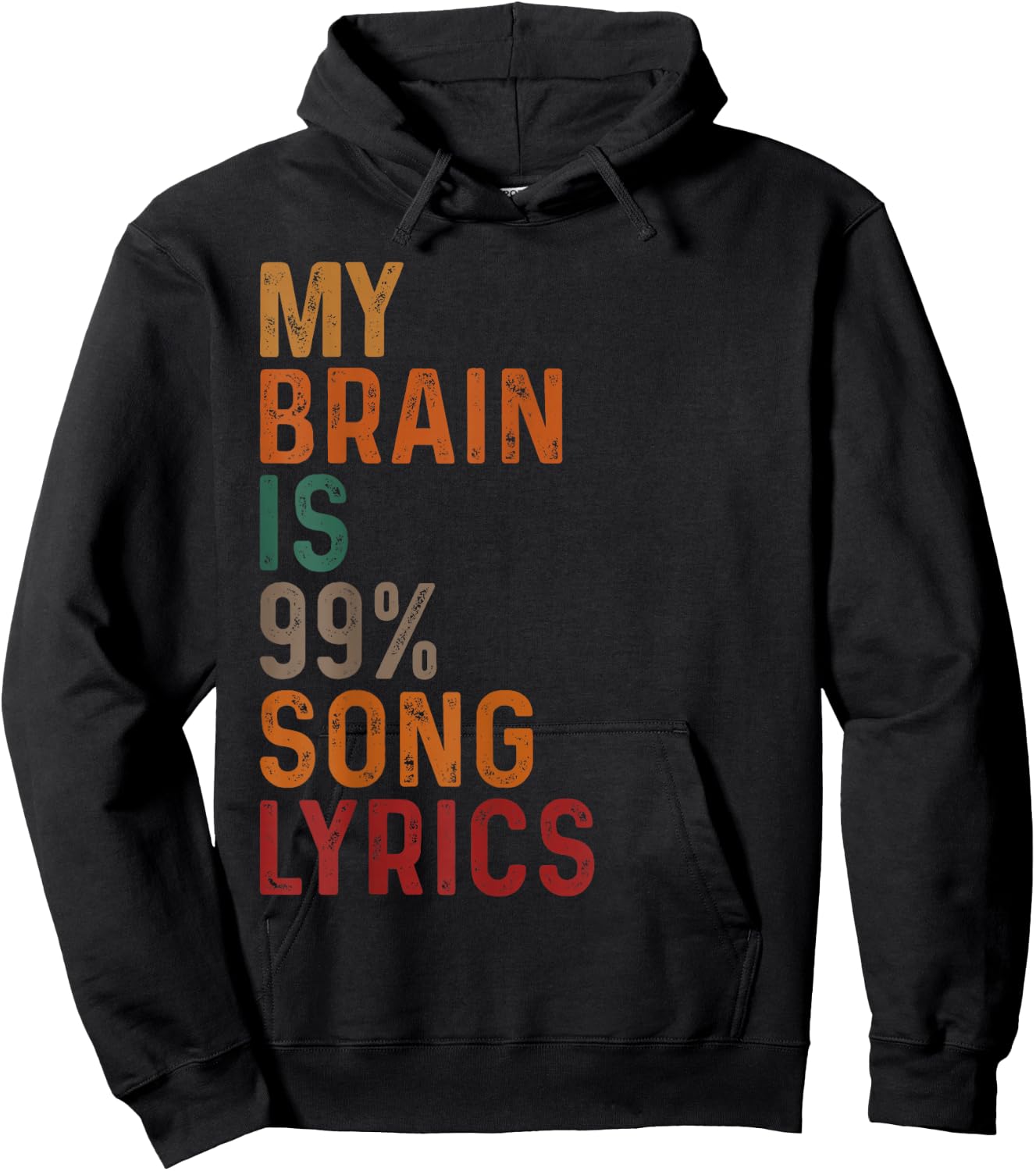 Vintage My Brain Is 99% Song Lyrics Funny Singer Music Lover Hoodie - Hoodie | Black