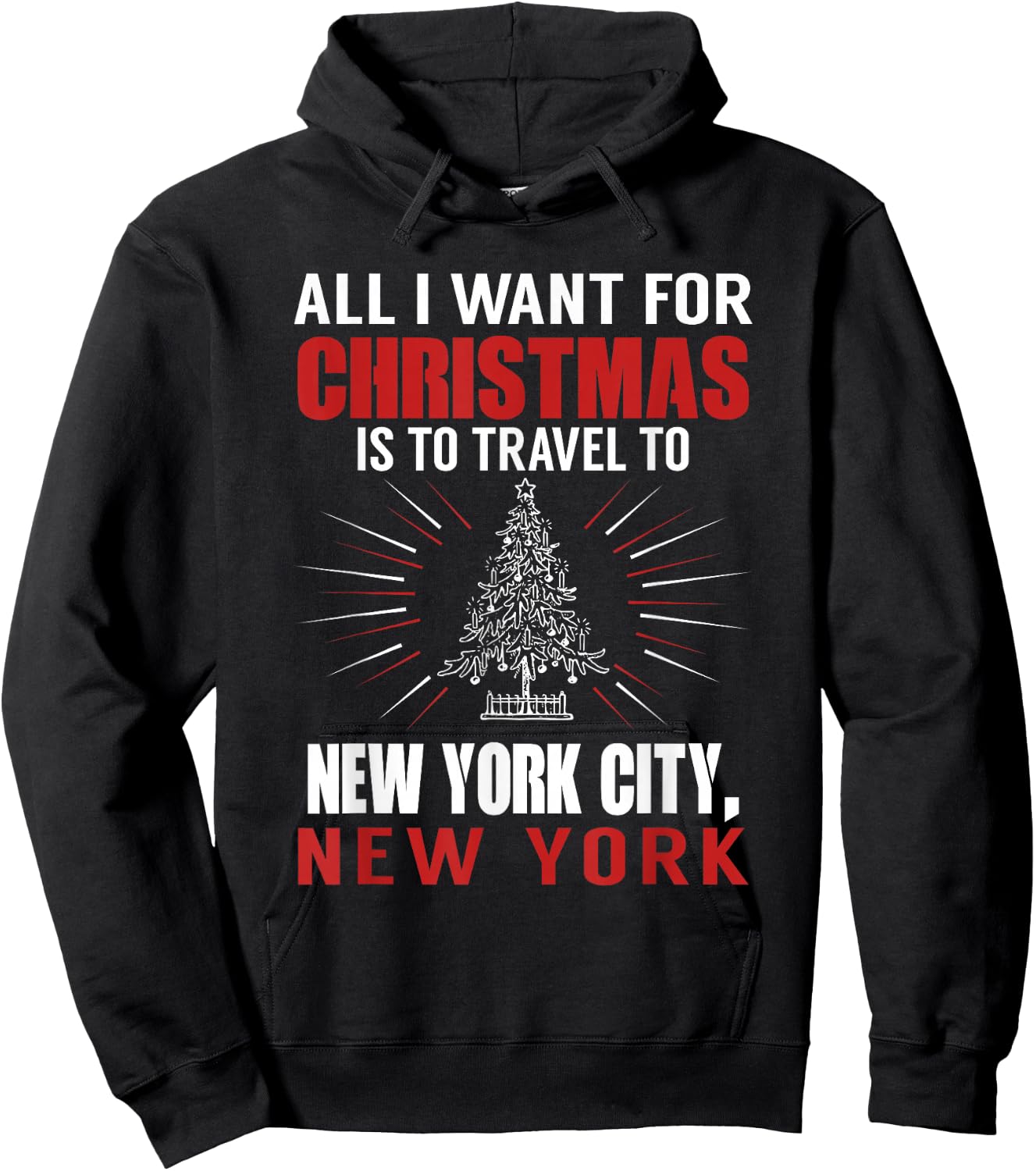 All I Want For Christmas Travel To New York City NYC Hoodie - Hoodie | Black