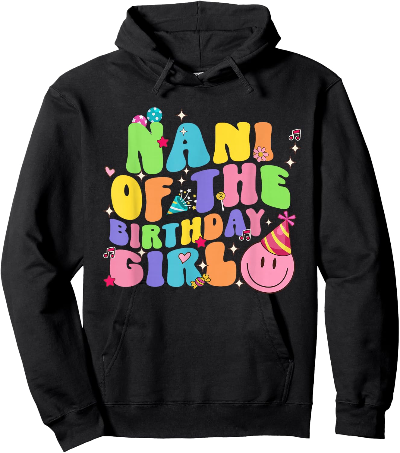 Nani of The Birthday Girl Family Groovy Birthday Party Hoodie - Hoodie | Black