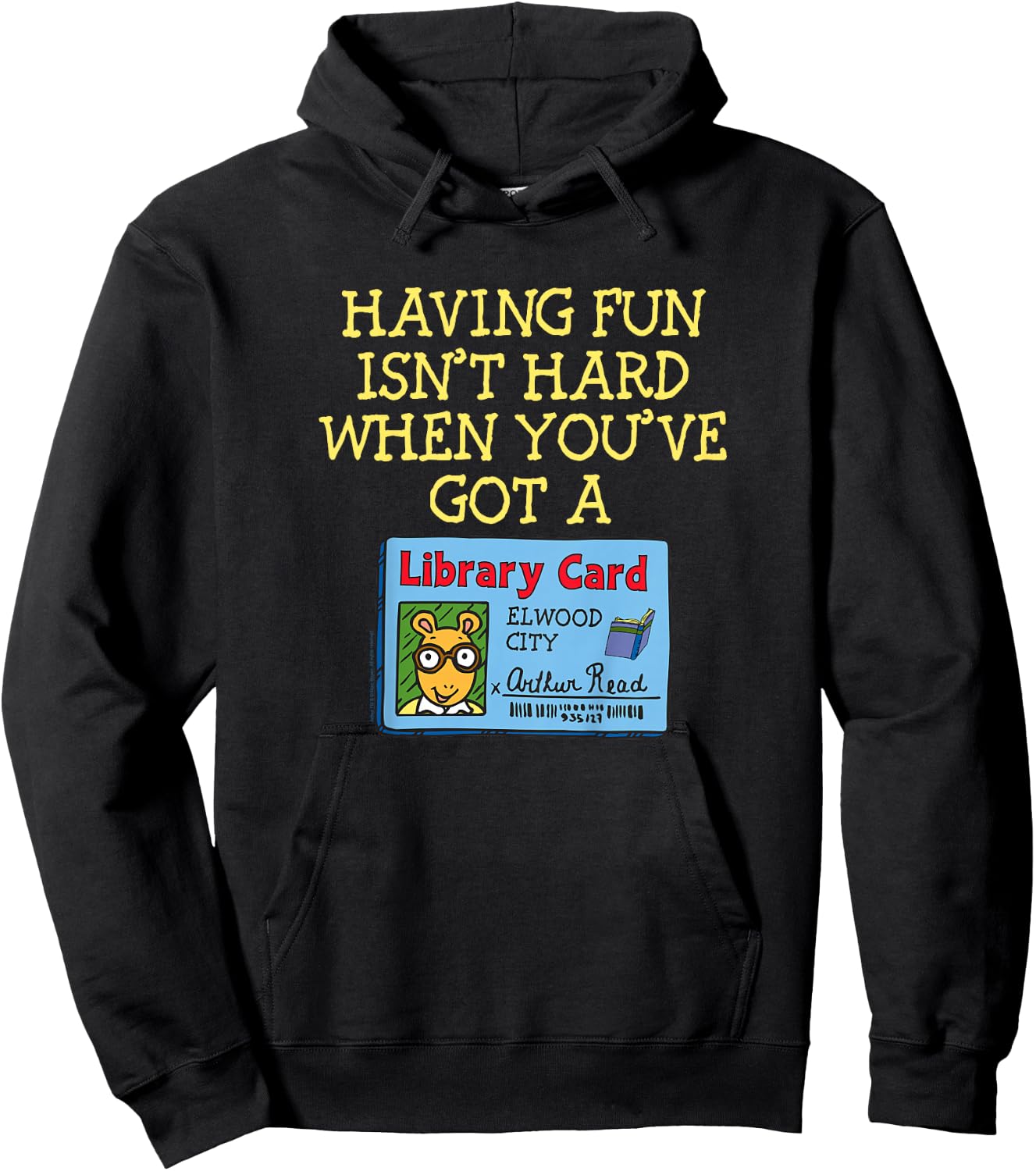 Kids Arthur Having Fun with a Library Card Cartoon Hoodie - Hoodie | Black