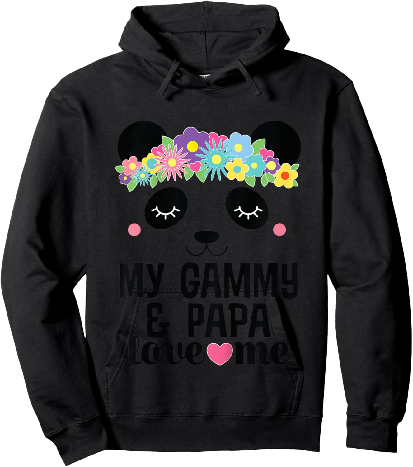 Kids My Gammy And Papa Love Me Granddaughter Panda Hoodie - Hoodie | Black