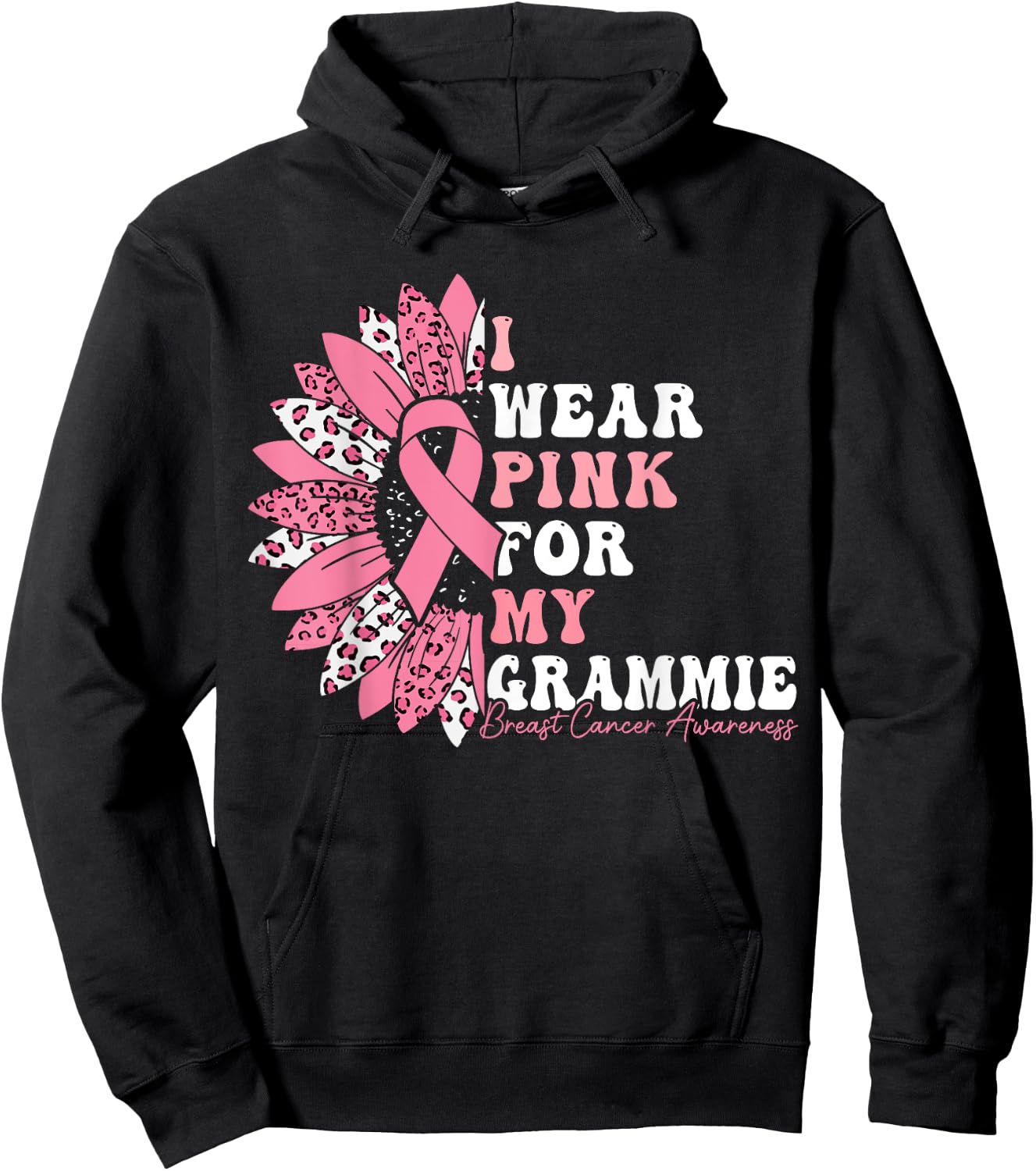 I Wear Pink For My Grammie Breast Cancer Awareness Warrior Hoodie - Hoodie | Black