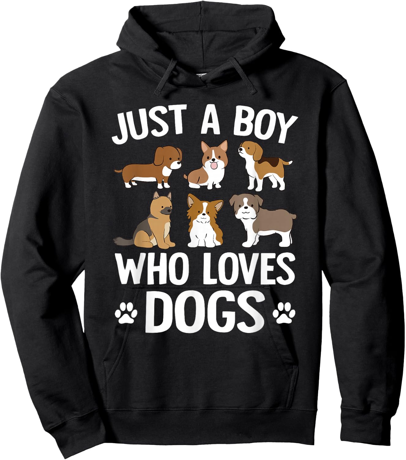 Just A Boy Who Loves Dogs Boys Toddler Puppy Dog Lover Hoodie - Hoodie | Black