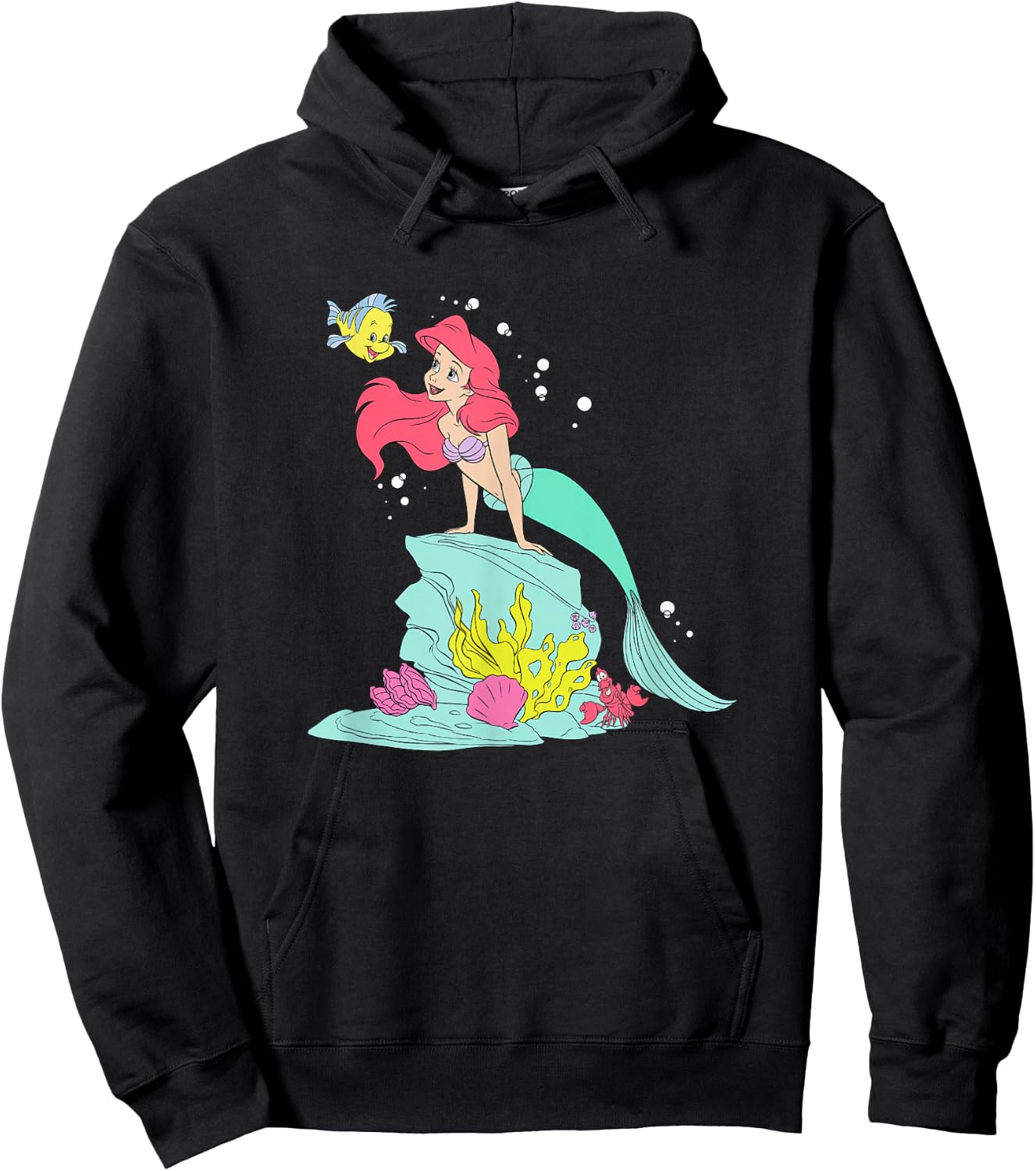 Disney The Little Mermaid Ariel Flounder Sebastian Retro Hoodie - Hoodie | Black