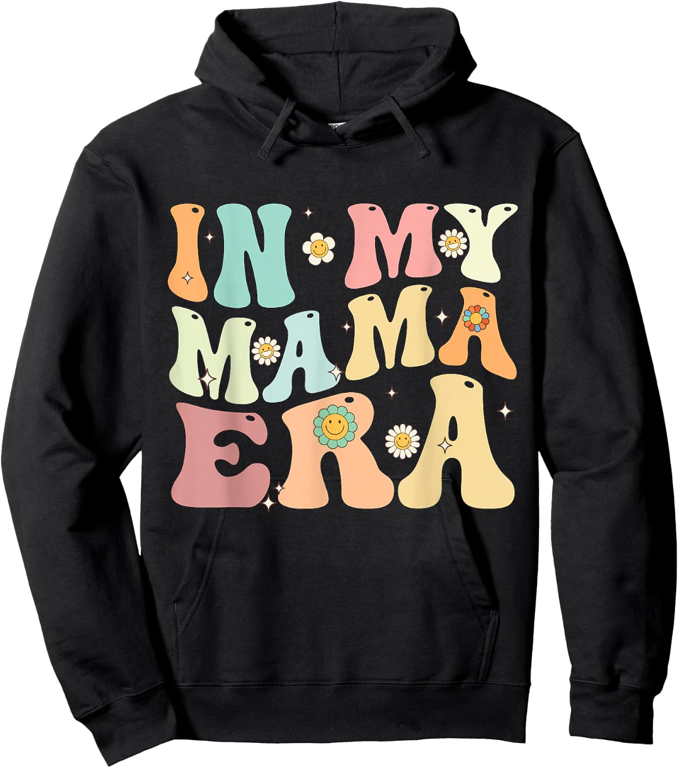 In My Mama Era Groovy Retro Mom Mother's Day Hoodie - Hoodie | Black
