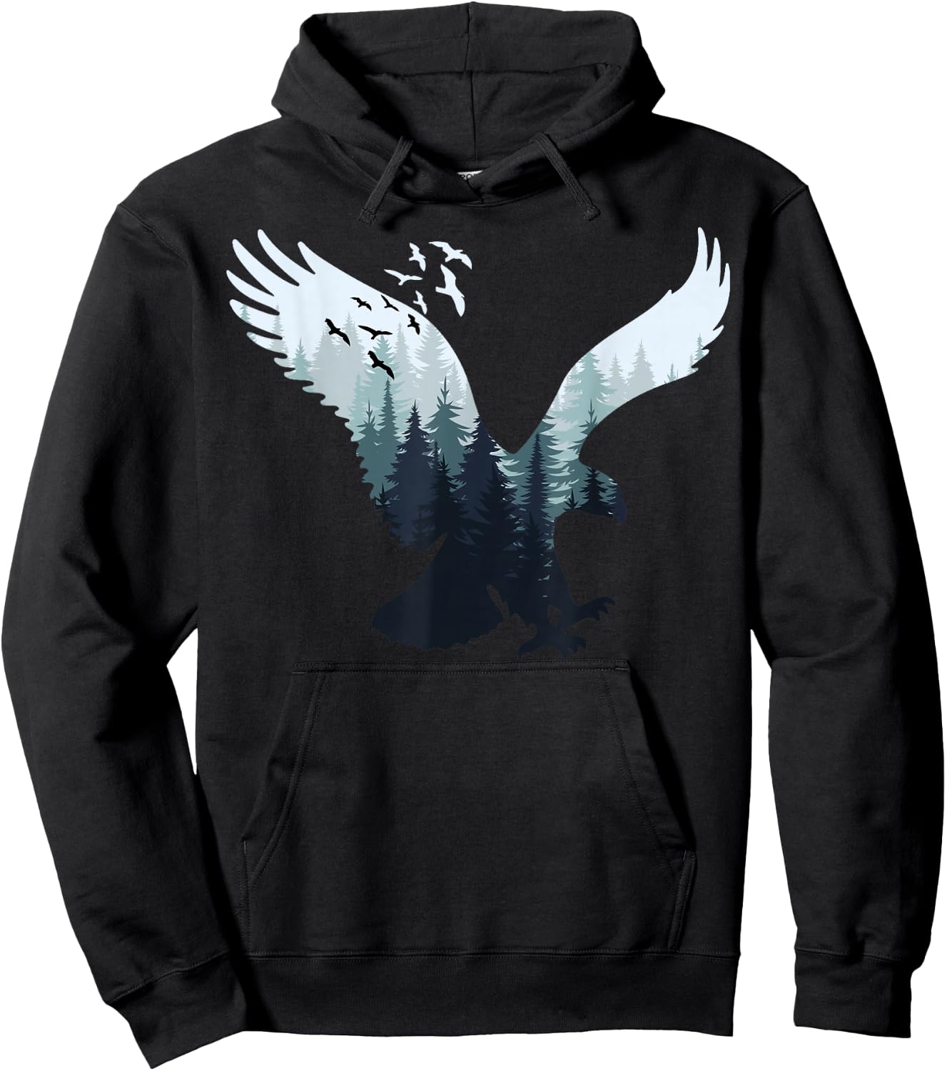 Animal Lovers in Nature with Eagle Silhouette , black Hoodie - Hoodie | Black