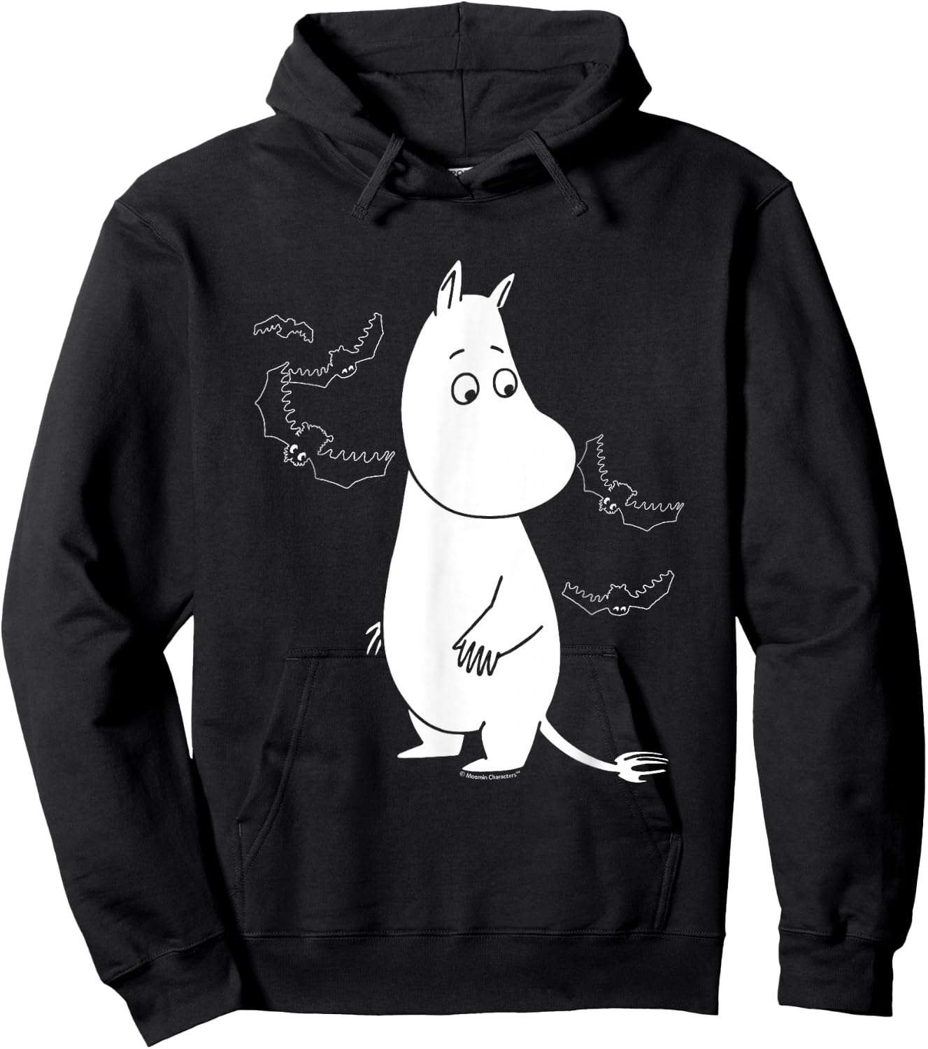 Moomin Moomintroll Surrounded by Scary Bats , Black, S Hoodie - Hoodie | Black