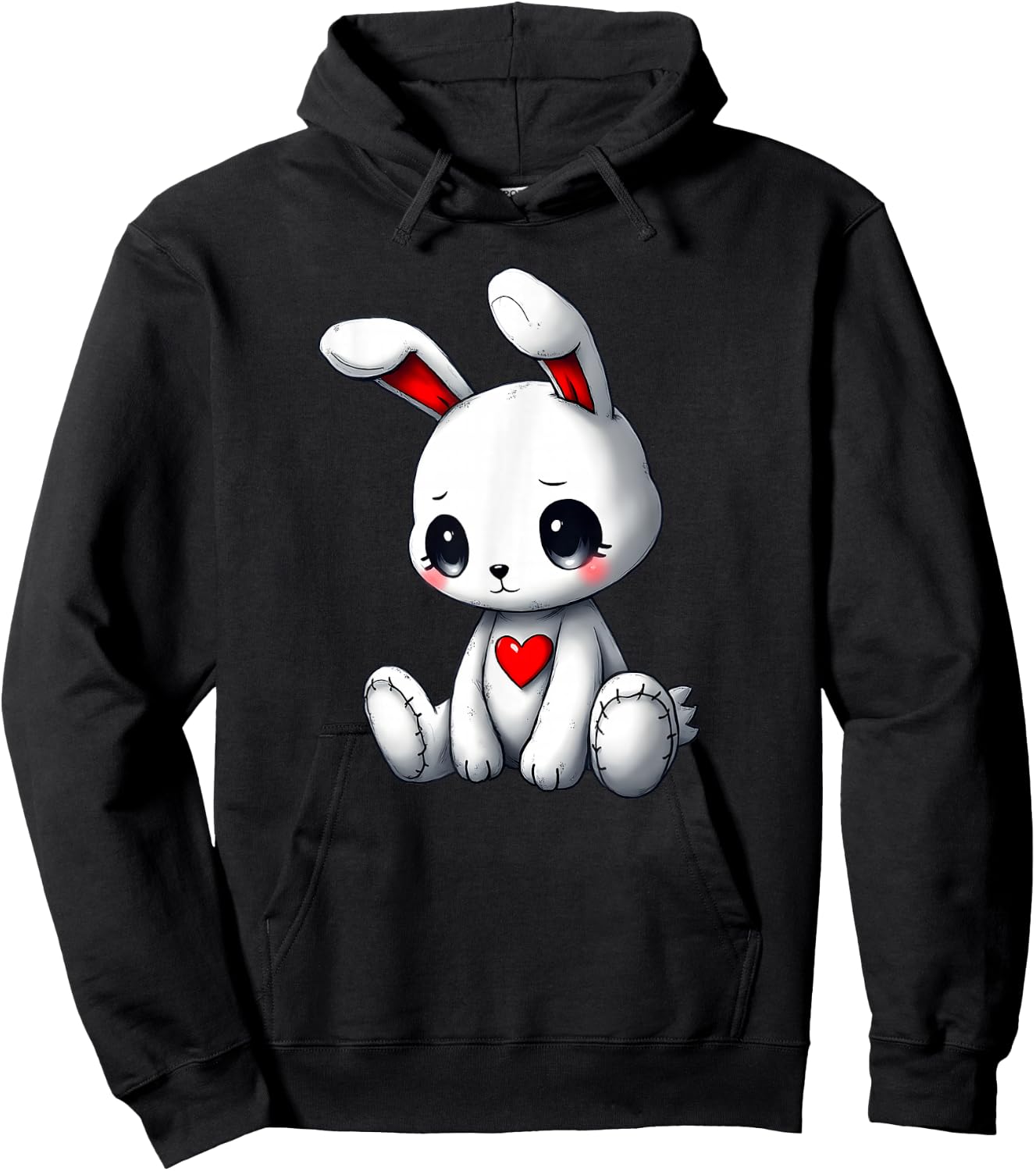 Sad Bunny Alt Girl Pastel Goth Kawaii Clothes Creepy Doll Hoodie - Hoodie | Black