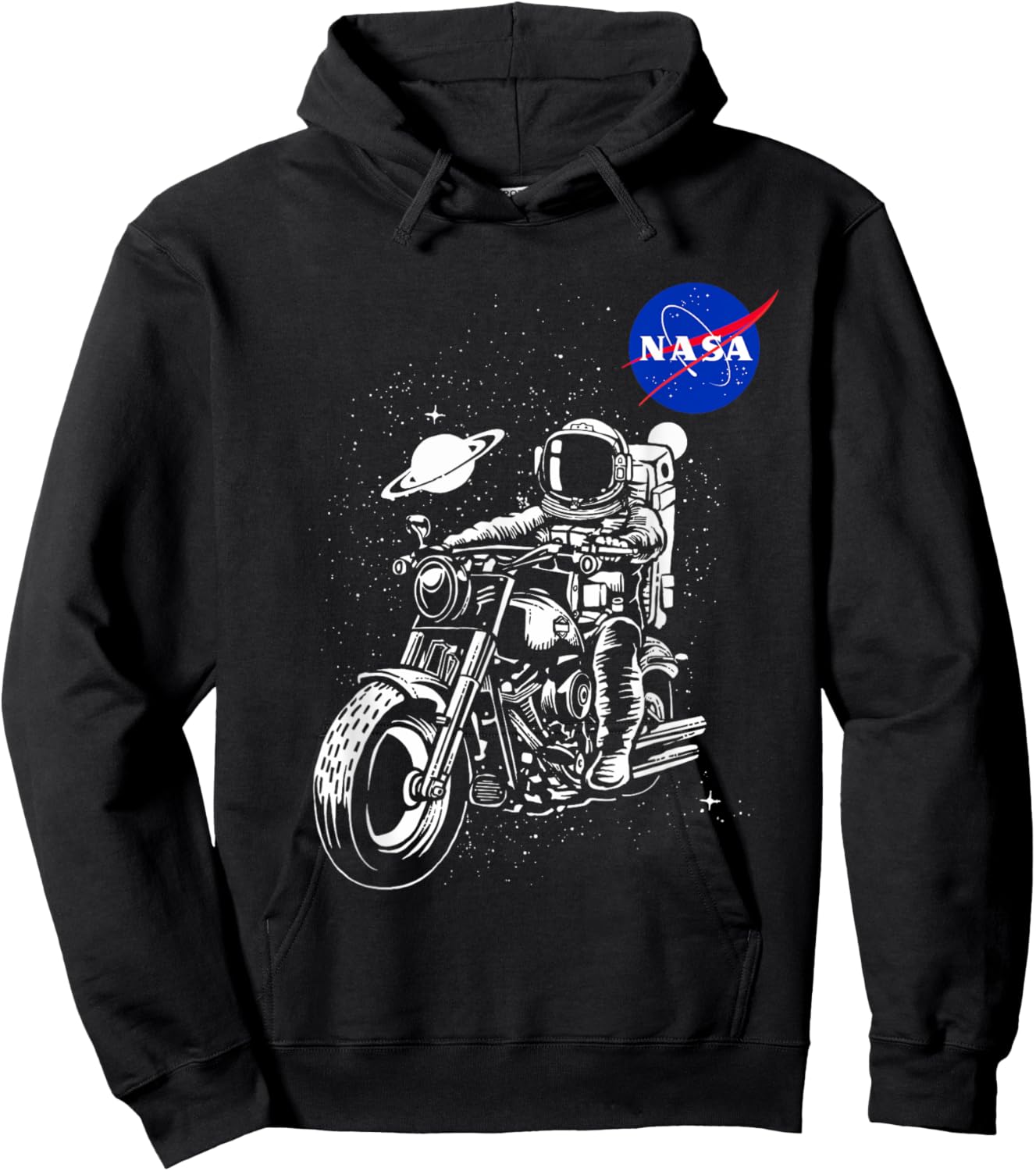NASA Astronaut Motorcycle Rider in the Galaxy Hoodie - Hoodie | Black