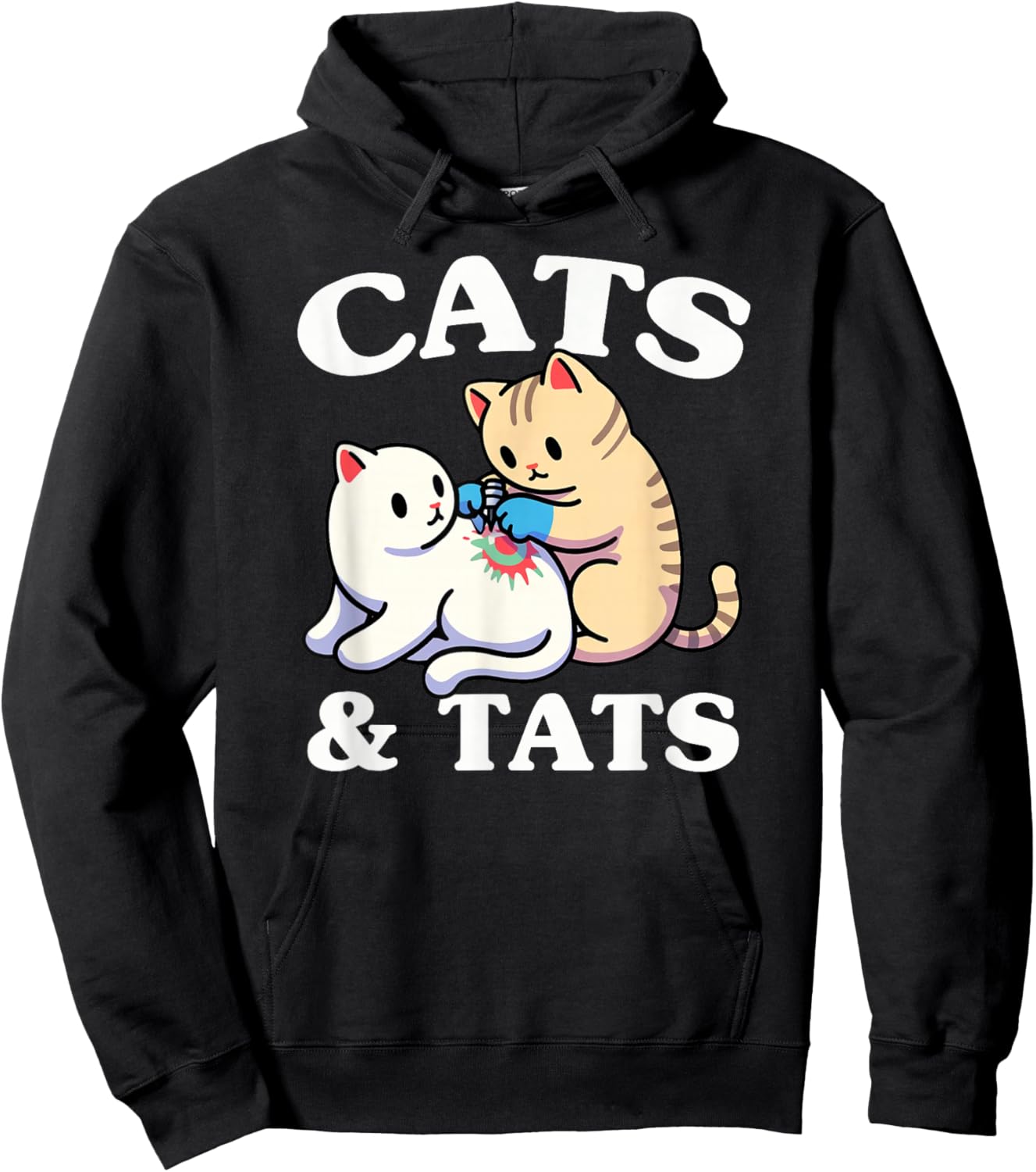 Cats and Tats Funny Feline Tattoo Lover Design Hoodie - Hoodie | Black