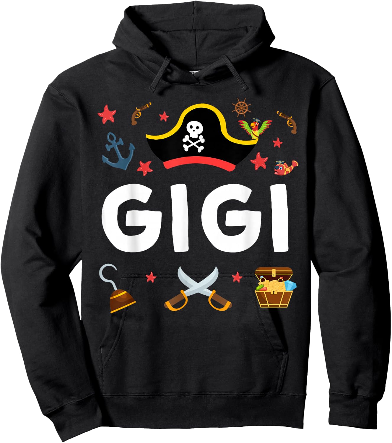 Pirate Gigi Pirate's Hat Matching Family Pirate Birthday Hoodie - Hoodie | Black