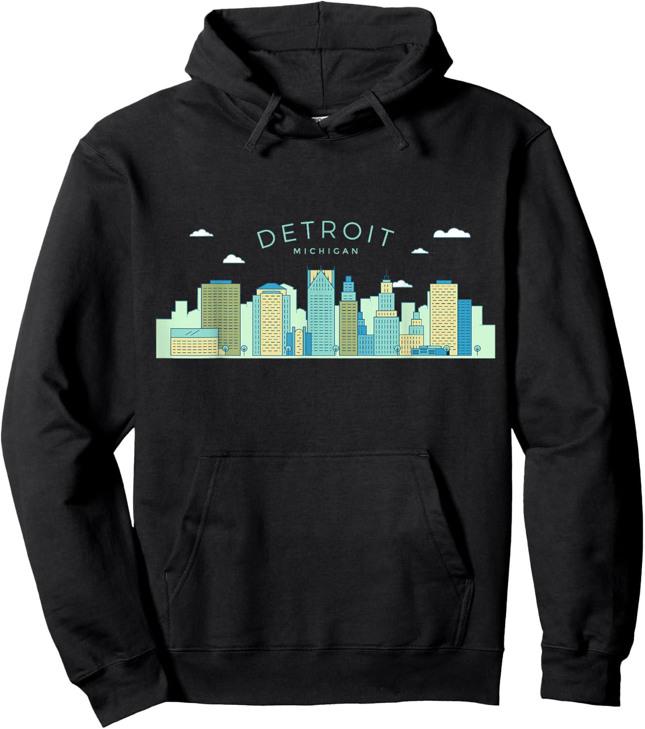 Detroit Skyline Michigan Pride Motor City Vintage Detroit Hoodie - Hoodie | Black