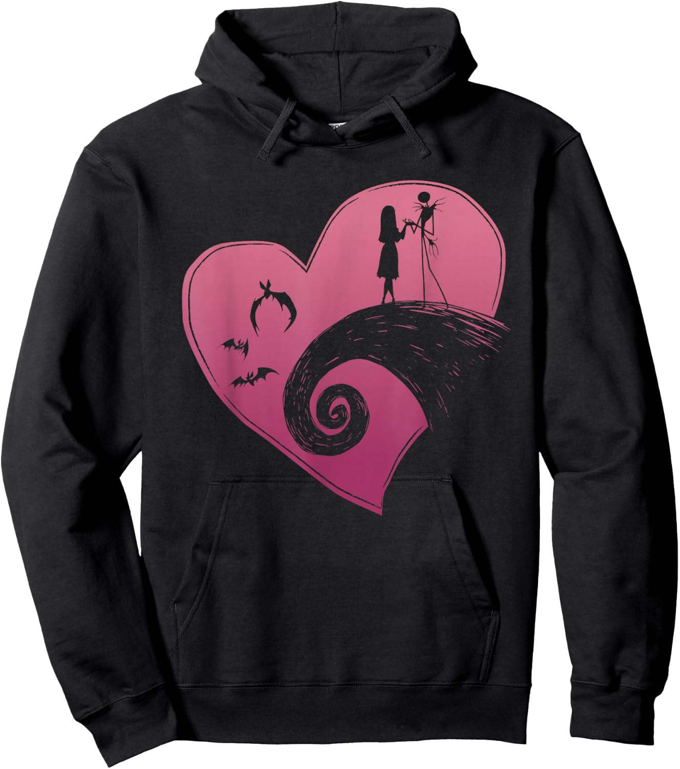 Disney The Nightmare Before Christmas Jack and Sally Heart Hoodie - Hoodie | Black