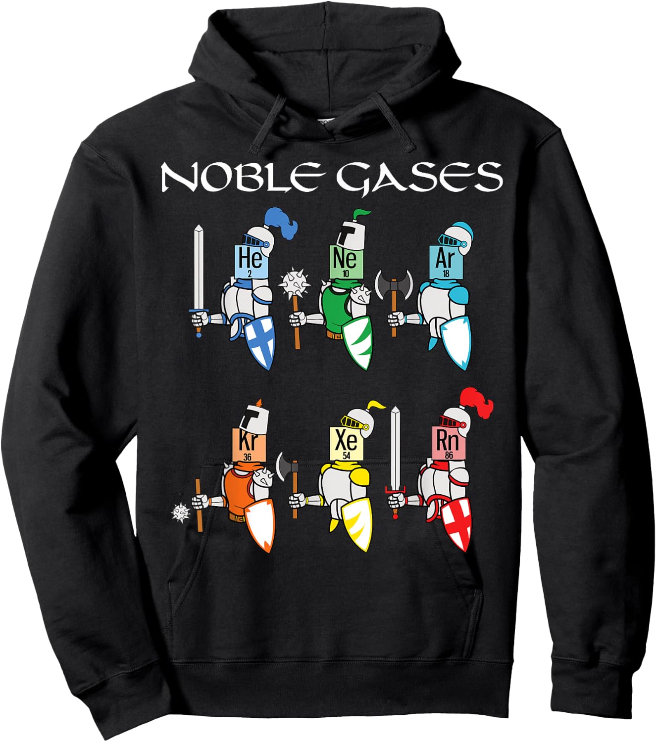 Funny Chemistry Medieval Science Noble Gases Knight Hoodie - Hoodie | Black