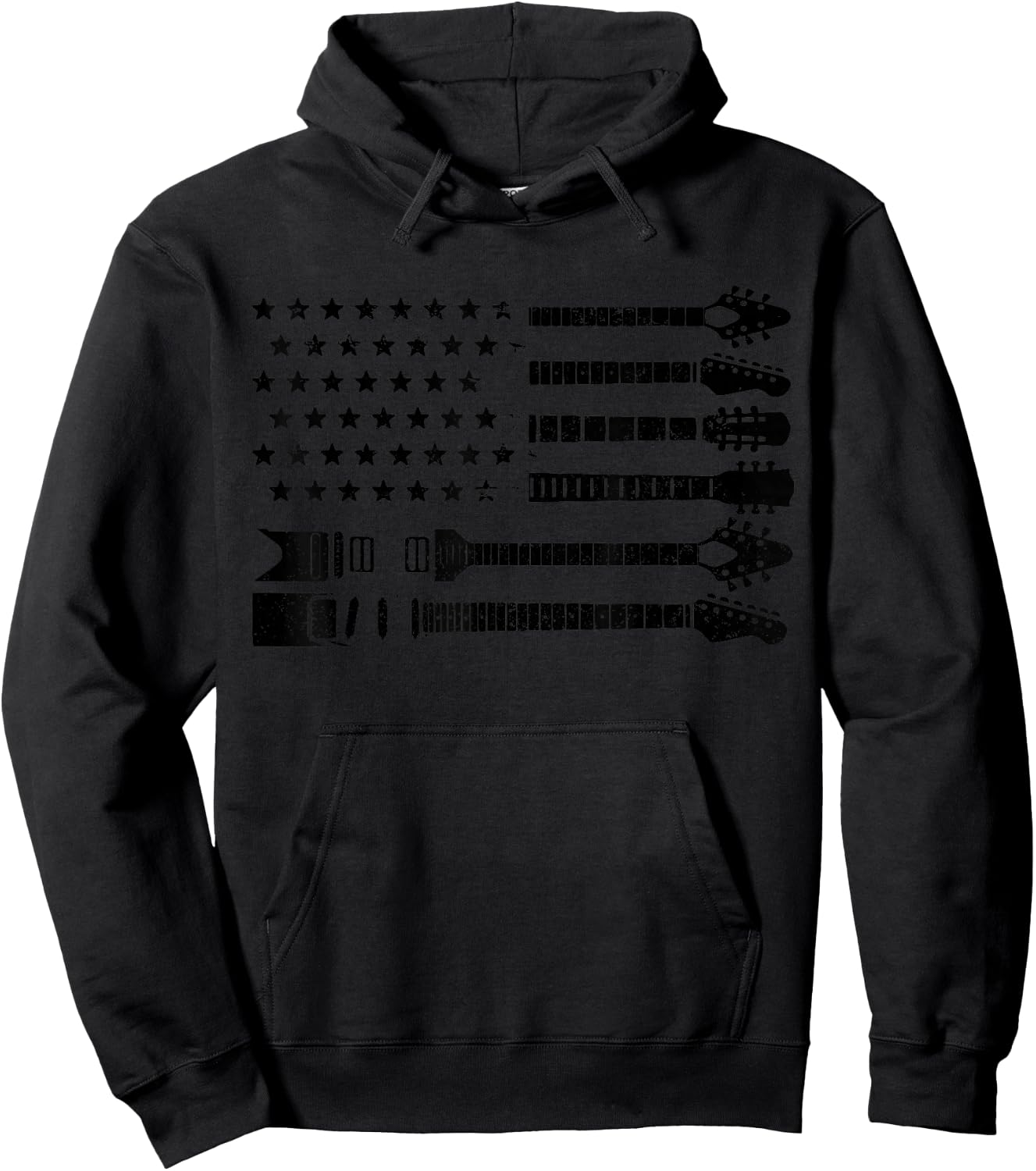 Patriotic Guitar Player Gift American Flag Guitarist Vintage Hoodie - Hoodie | Black