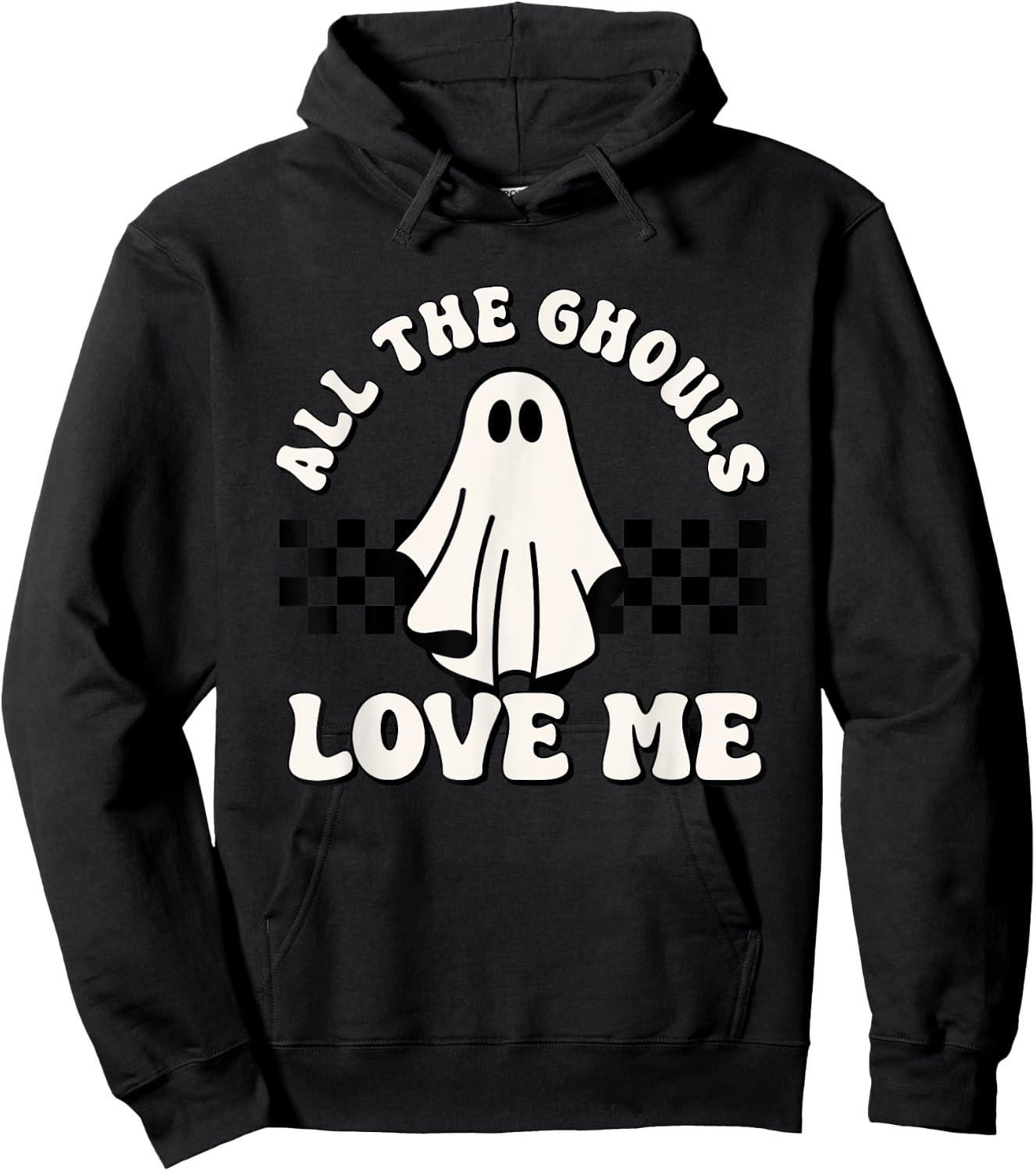 Boys Halloween Ghost Retro Groovy All The Ghouls Love Me Hoodie - Hoodie | Black