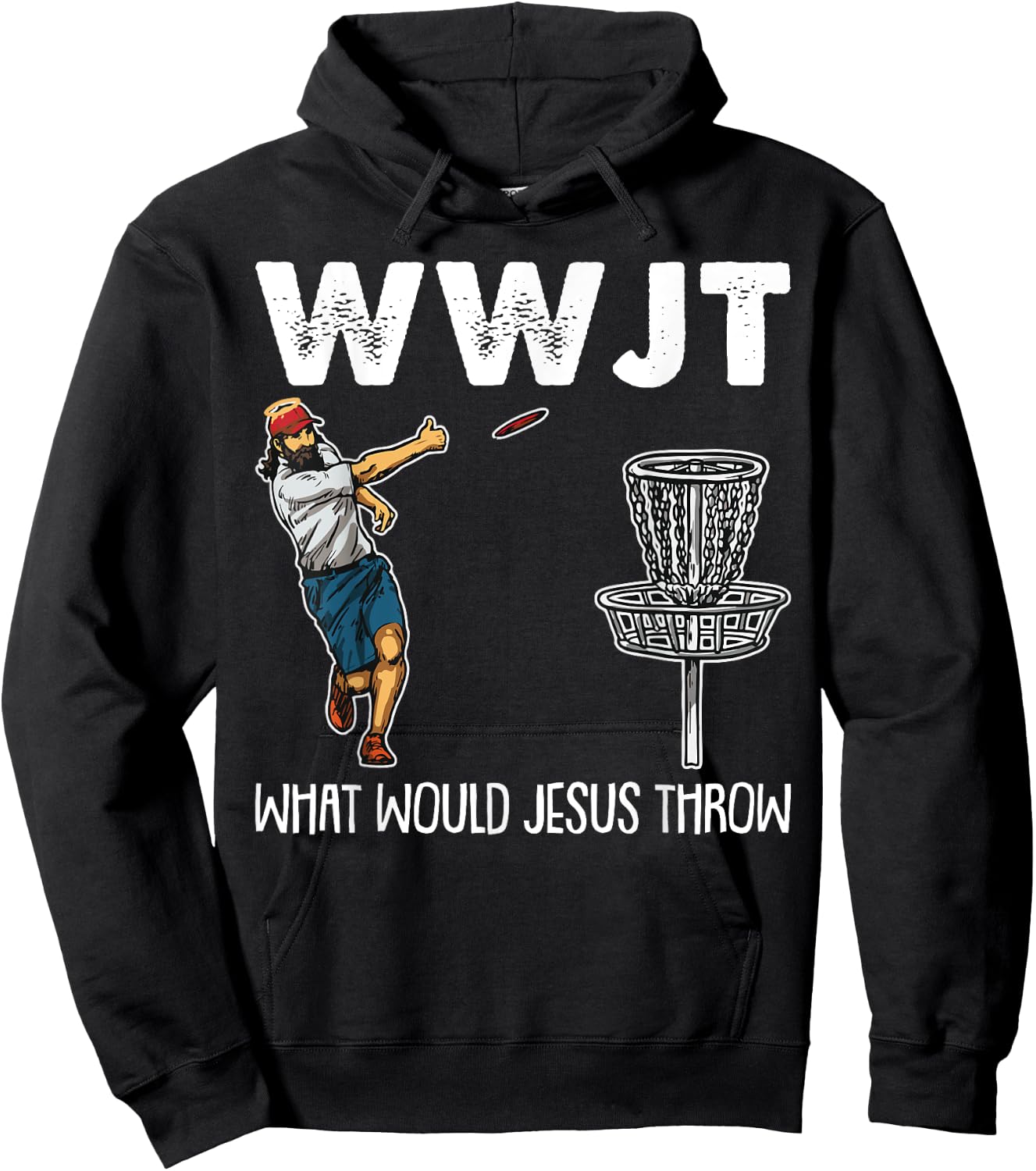 What Would Jesus Throw Christmas WWJT Disc Golf Christian Hoodie - Hoodie | Black