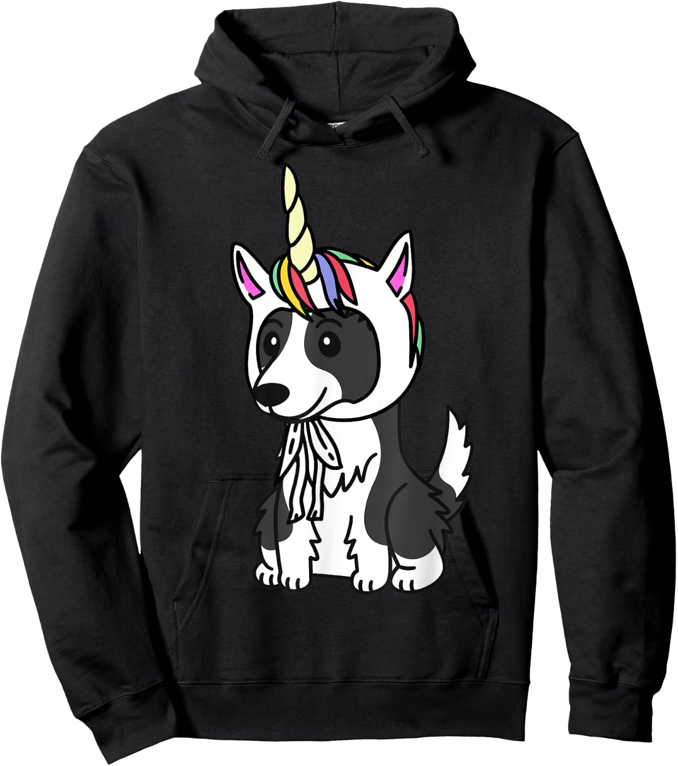 Unicorn Hat Border Collie Funny Dog Men Women Kids Hoodie - Hoodie | Black